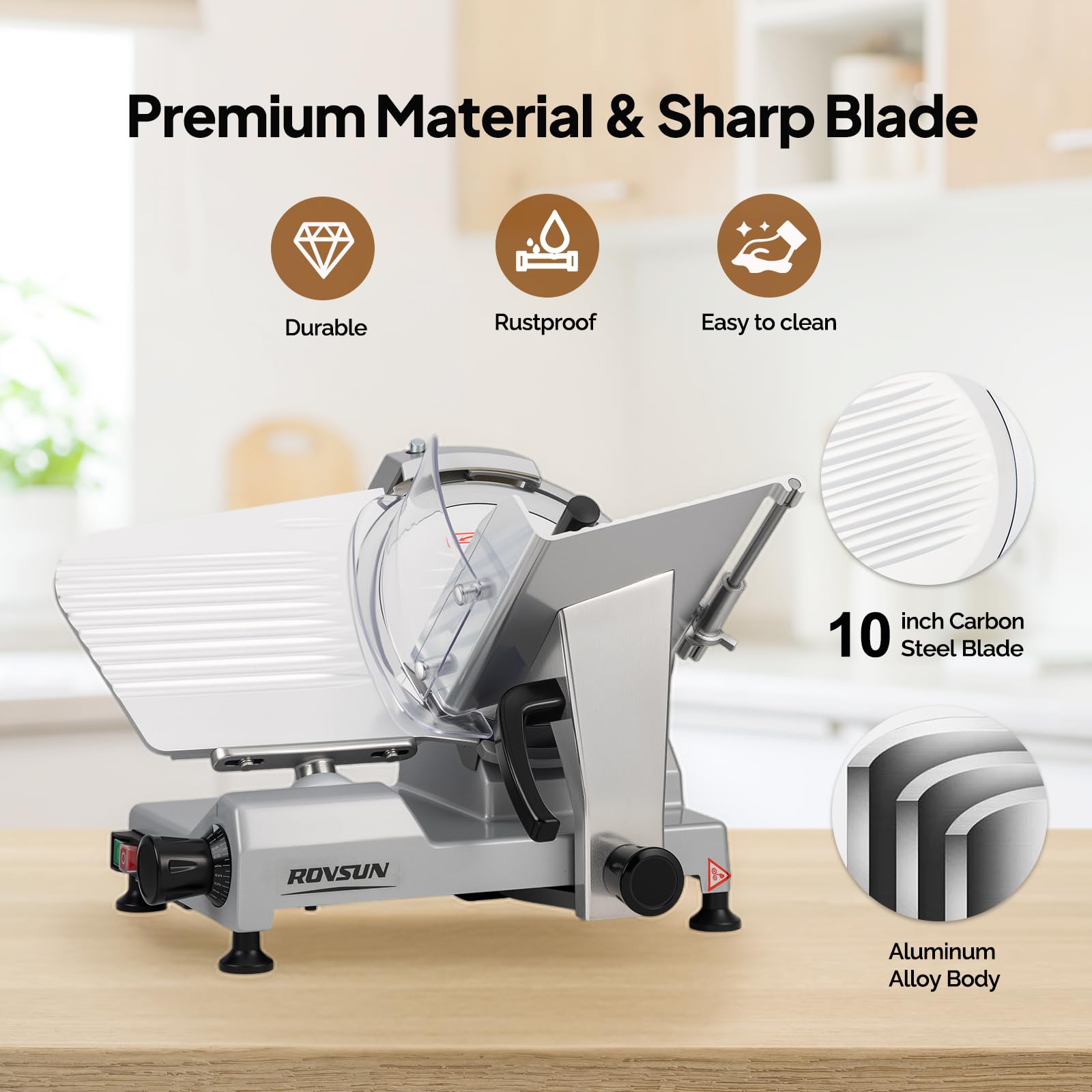 ROVSUN 10" 300W 110V Manual Gravity Feed Meat Slicer Silver