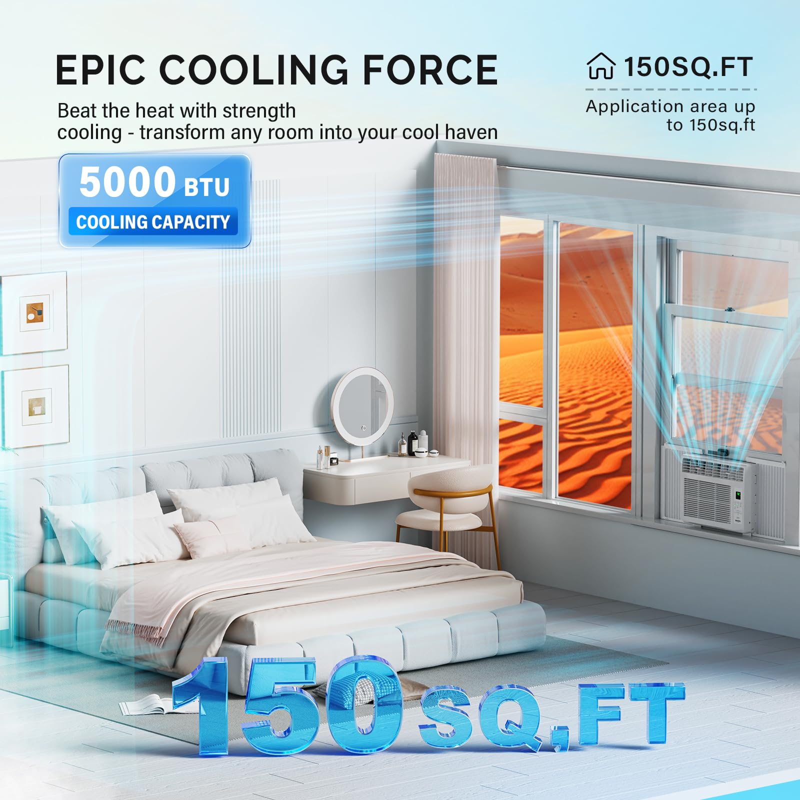 ROVSUN 5000 BTU 115V Window Air Conditioner with Remote & Timer