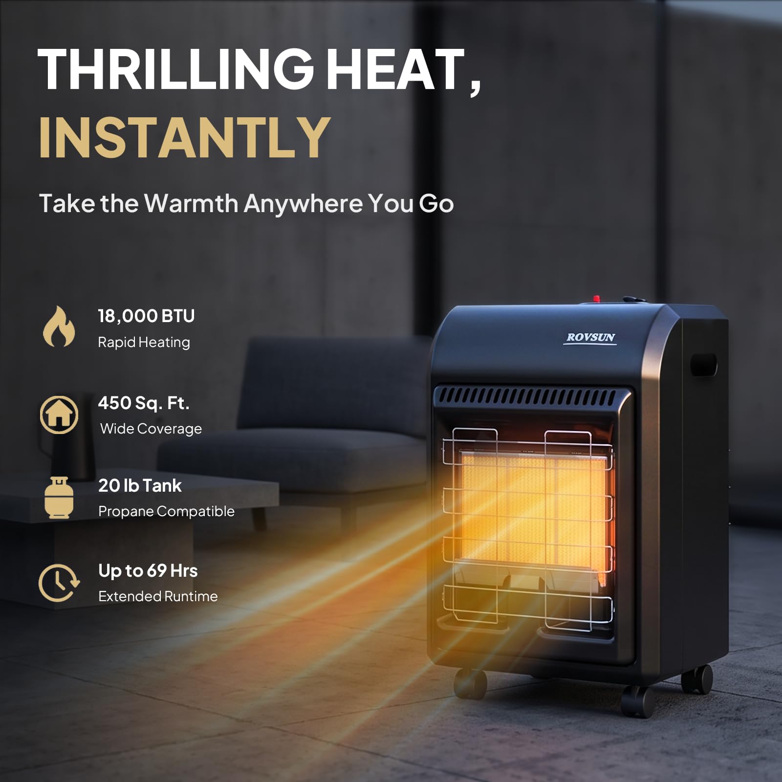 ROVSUN 18000 BTU Propane Heater Radiant with Regulator & Hose