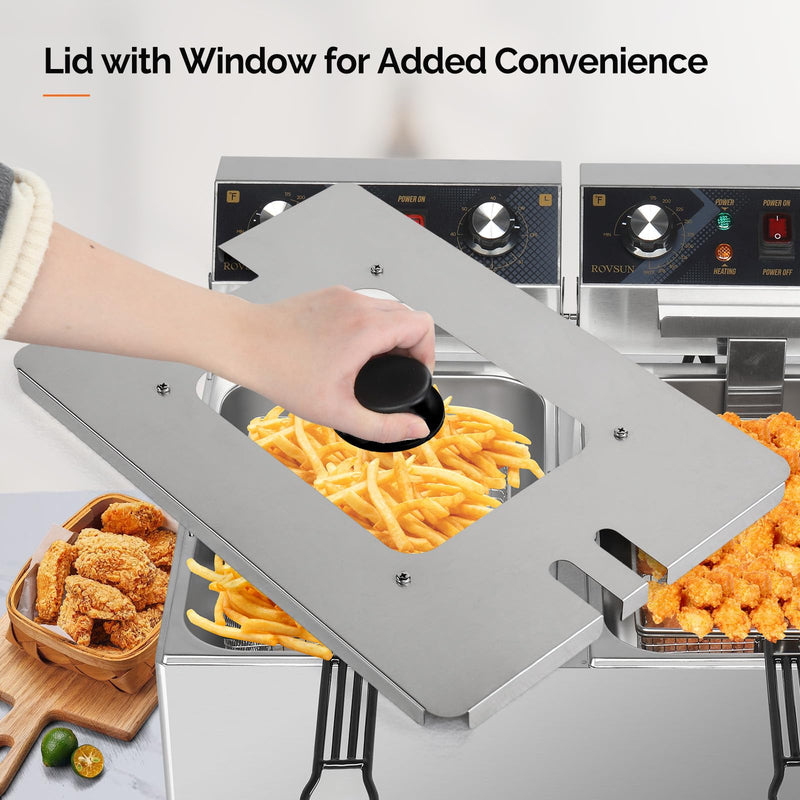 ROVSUN 36QT 110V 6600W Double Tank Electric Deep Fryer with Timer