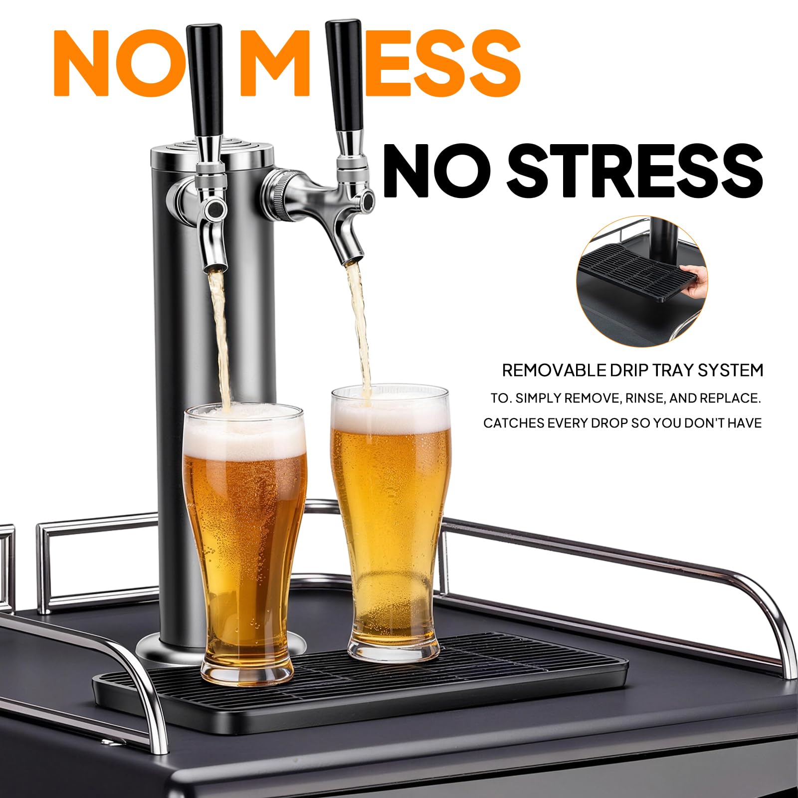 ROVSUN 5.4 Cu.Ft. Dual Tap Kegerator Beer Dispenser Black