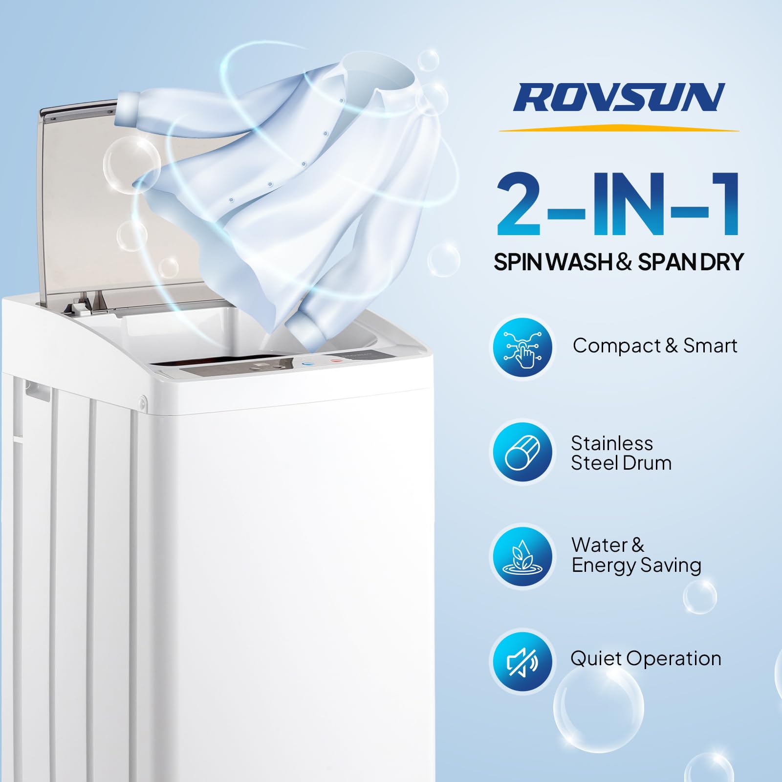 ROVSUN 17.8 LBS Full Automatic Washing Machine and 1.5 Cu.Ft Portable Clothes Dryer Set