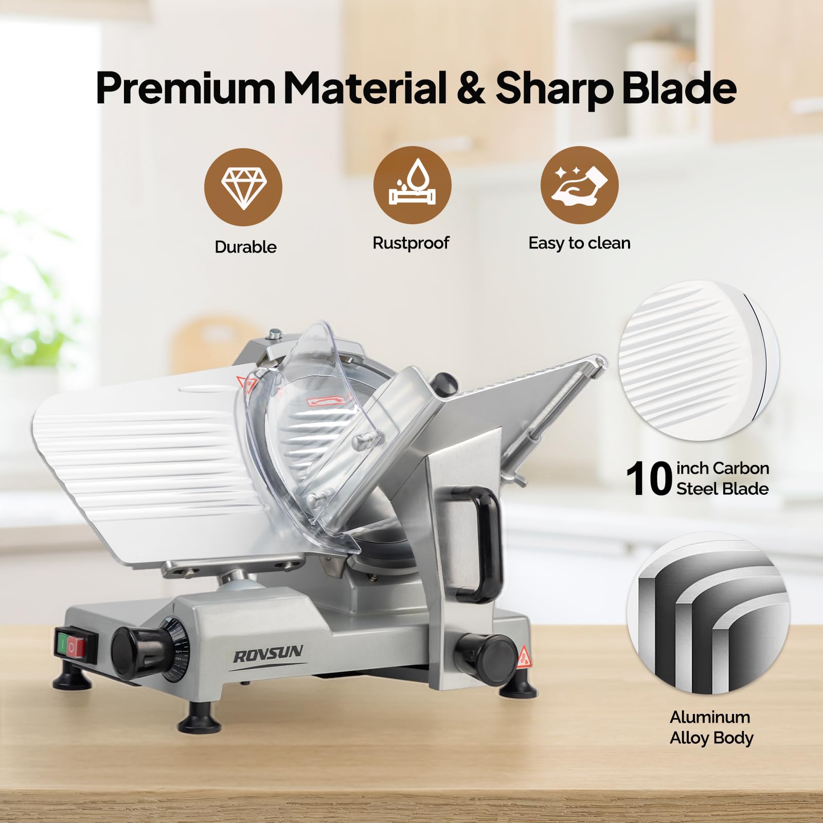 ROVSUN 10" 300W 110V Manual Gravity Feed Meat Slicer