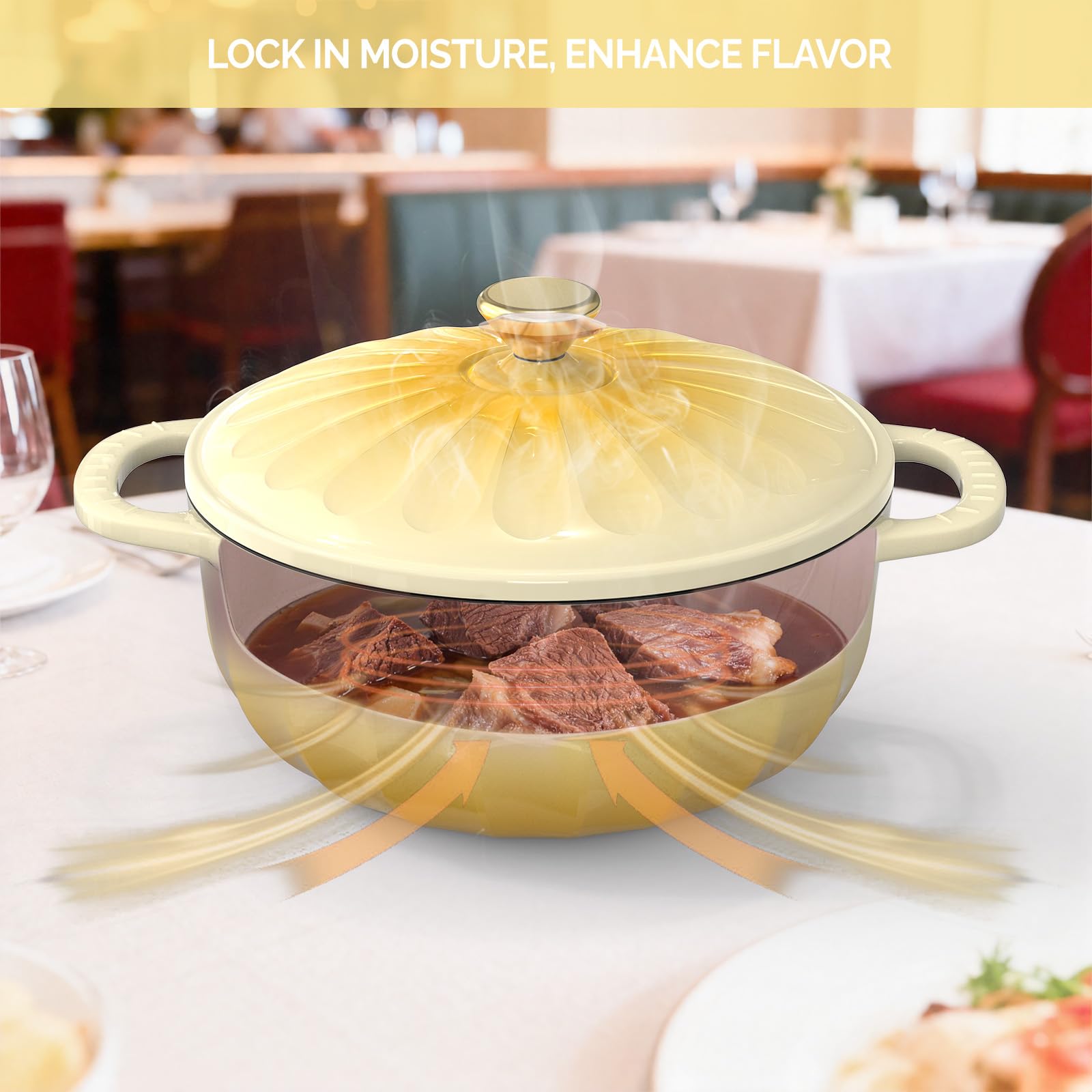ROVSUN 5 QT Enameled Cast Iron Round Dutch Oven Yellow Gradient