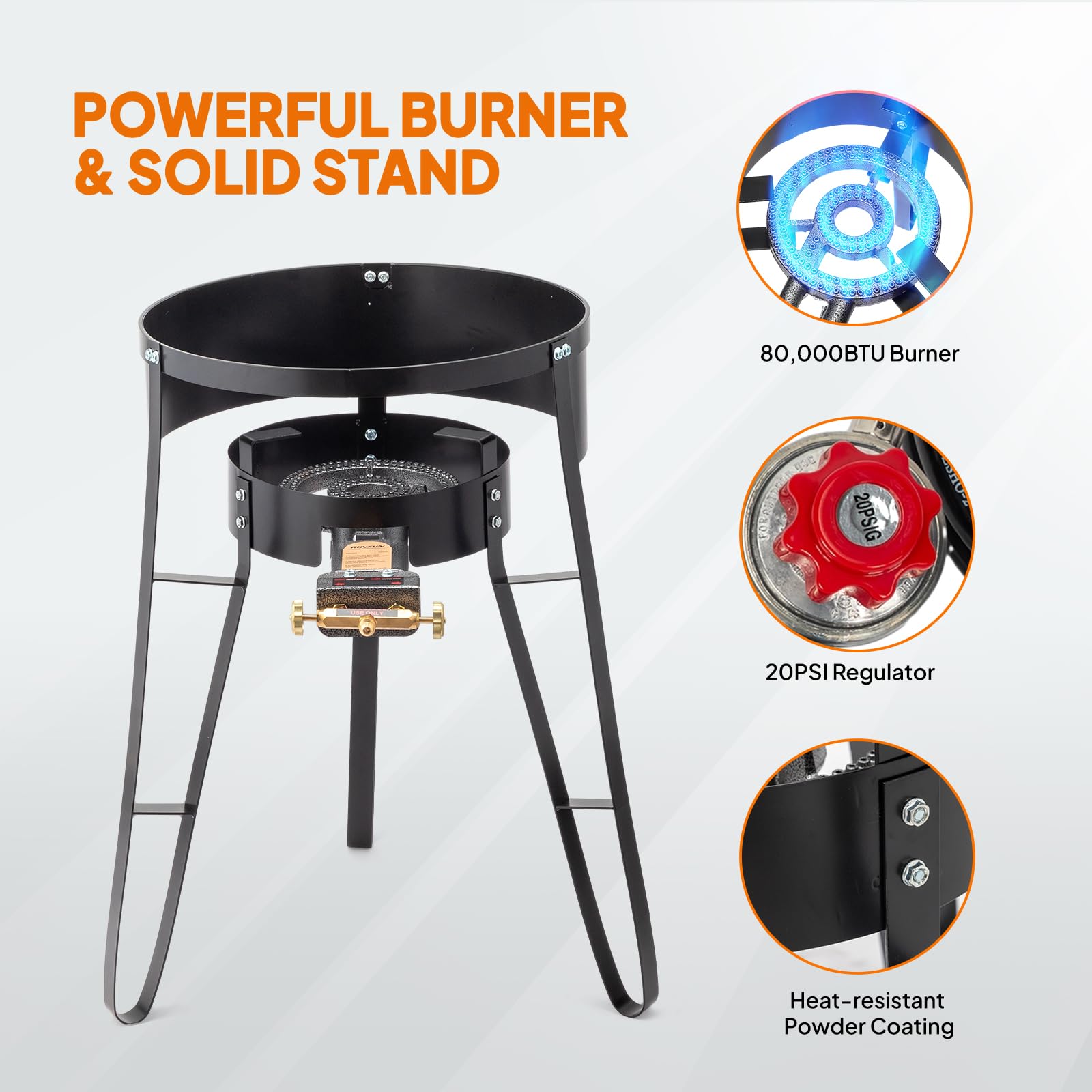 ROVSUN 23" Concave Comal Set with 80,000 BTU Propane Stove
