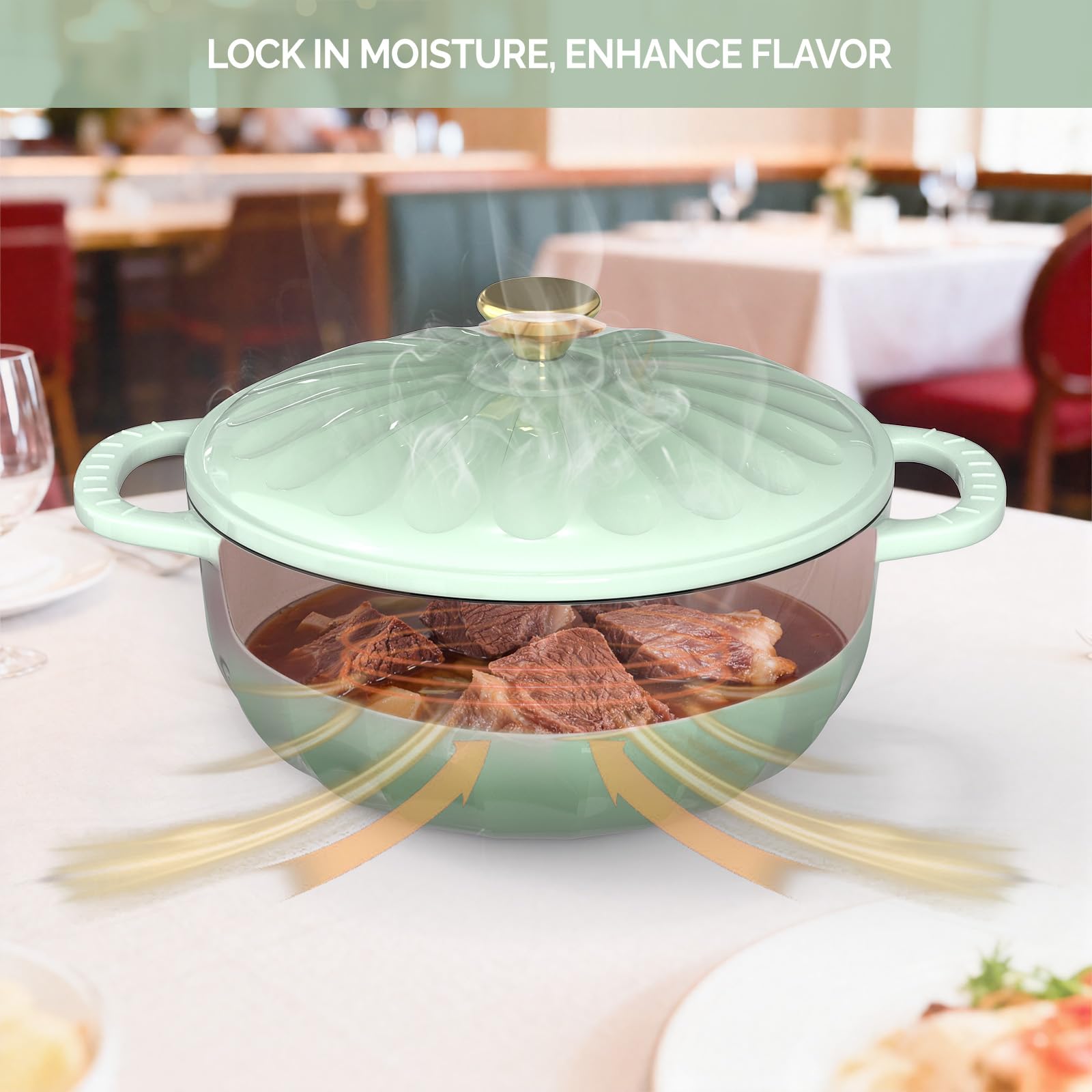 ROVSUN 5 QT Enameled Cast Iron Round Dutch Oven Green Gradient