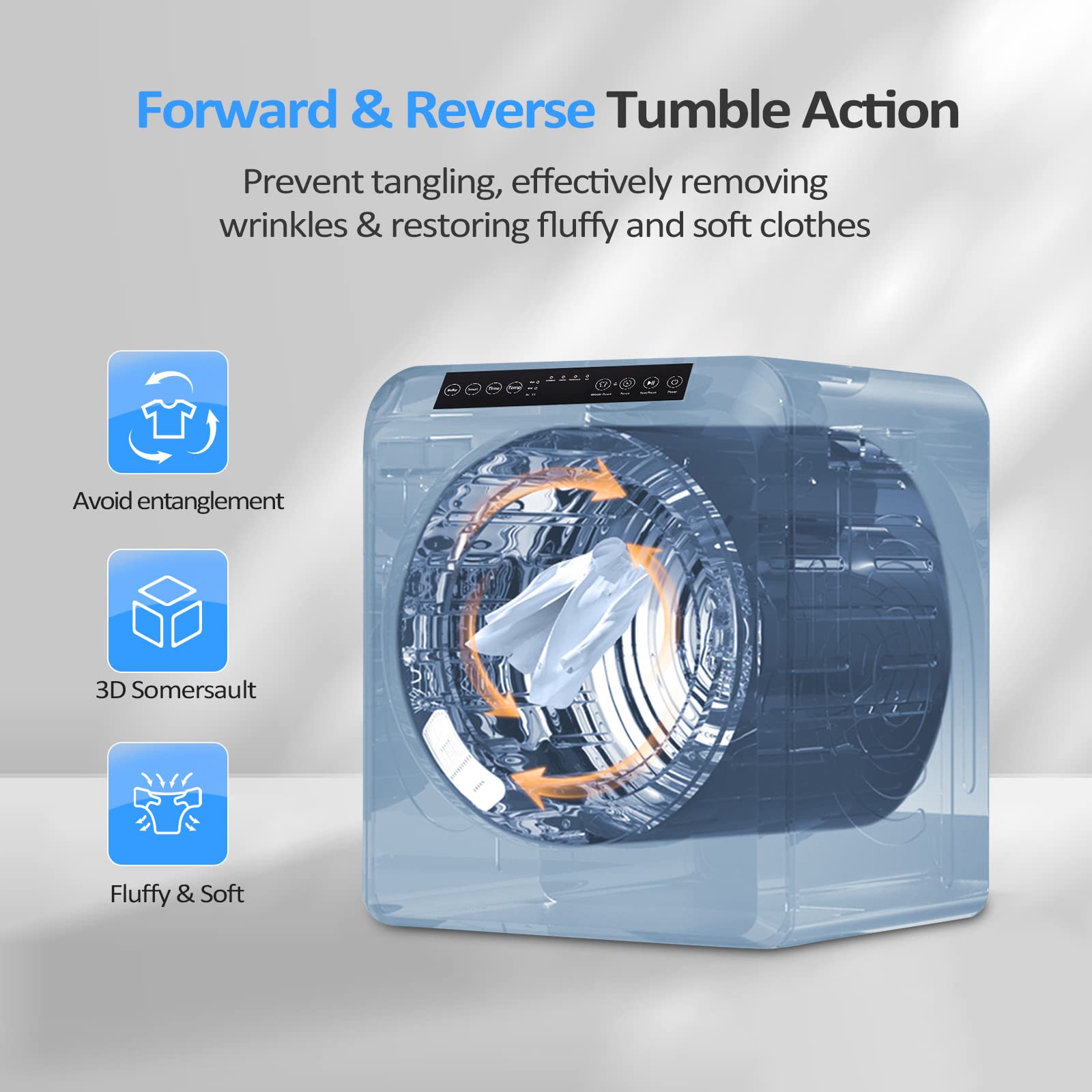 ROVSUN 3.5 Cu.Ft. 1,300W 110V Tumble Clothes Dryer with LED Touch Screen Grey