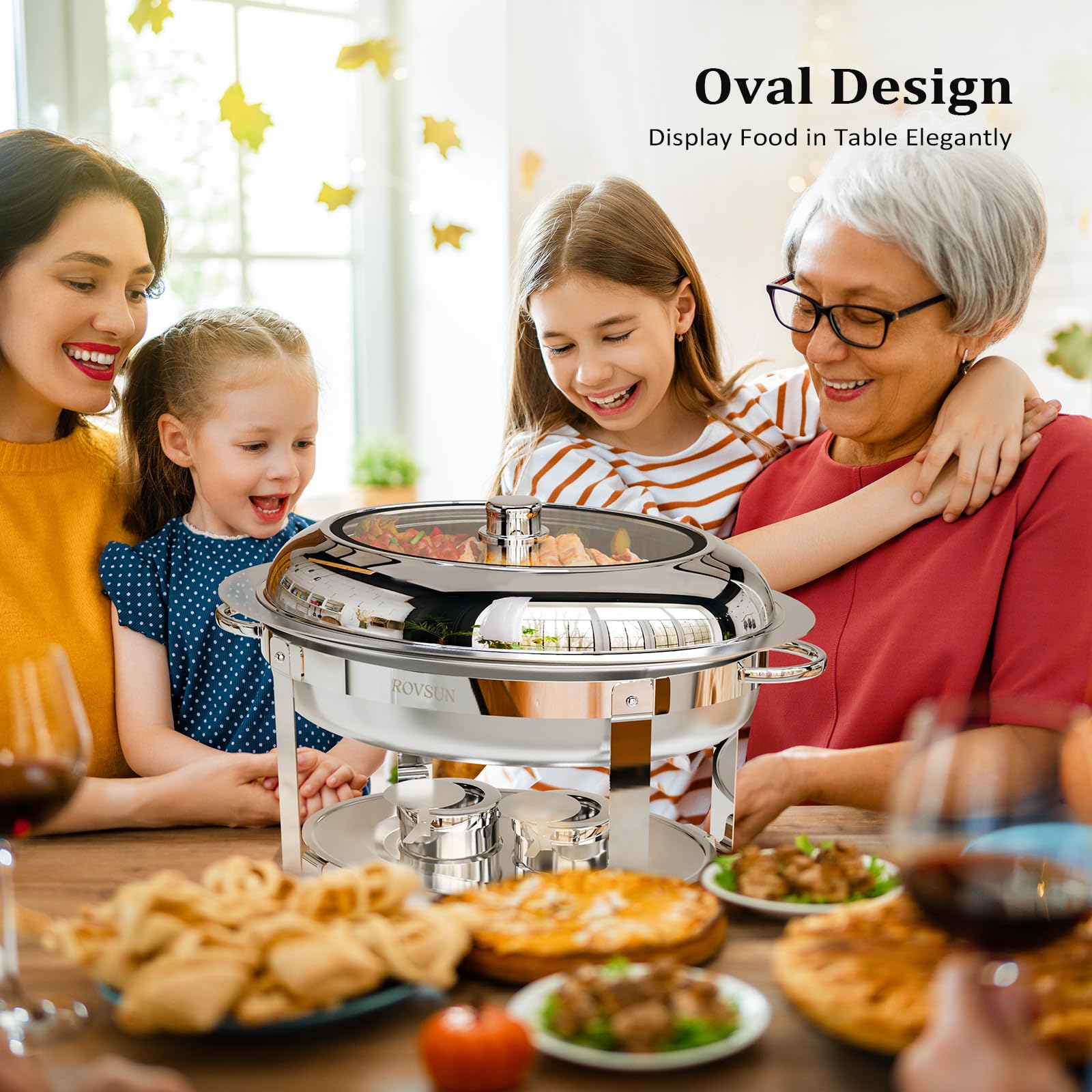 ROVSUN 6 QT Oval Chafing Dish Set with Visible Window