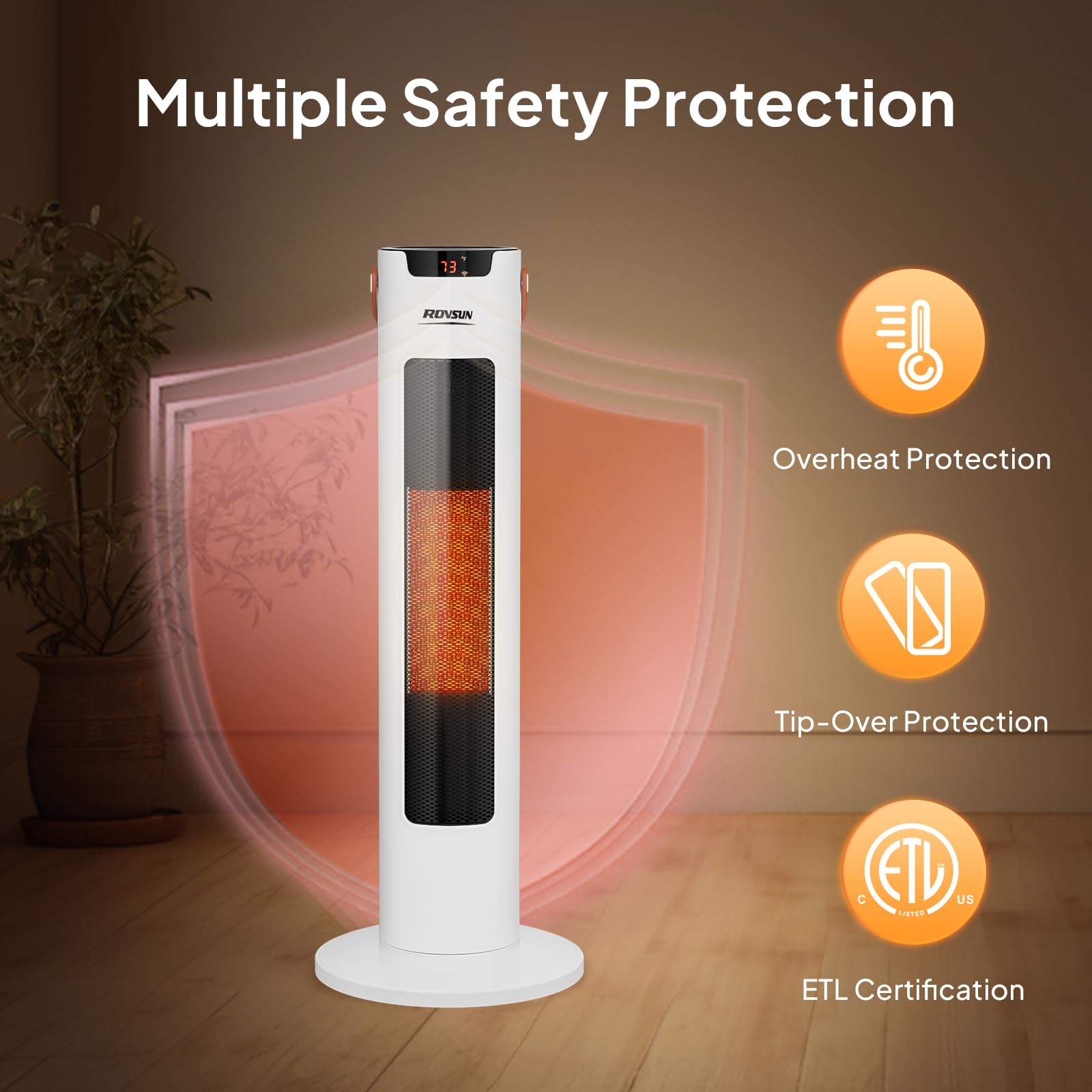 ROVSUN 24" High 1,500W 120V Electric Tower Heater