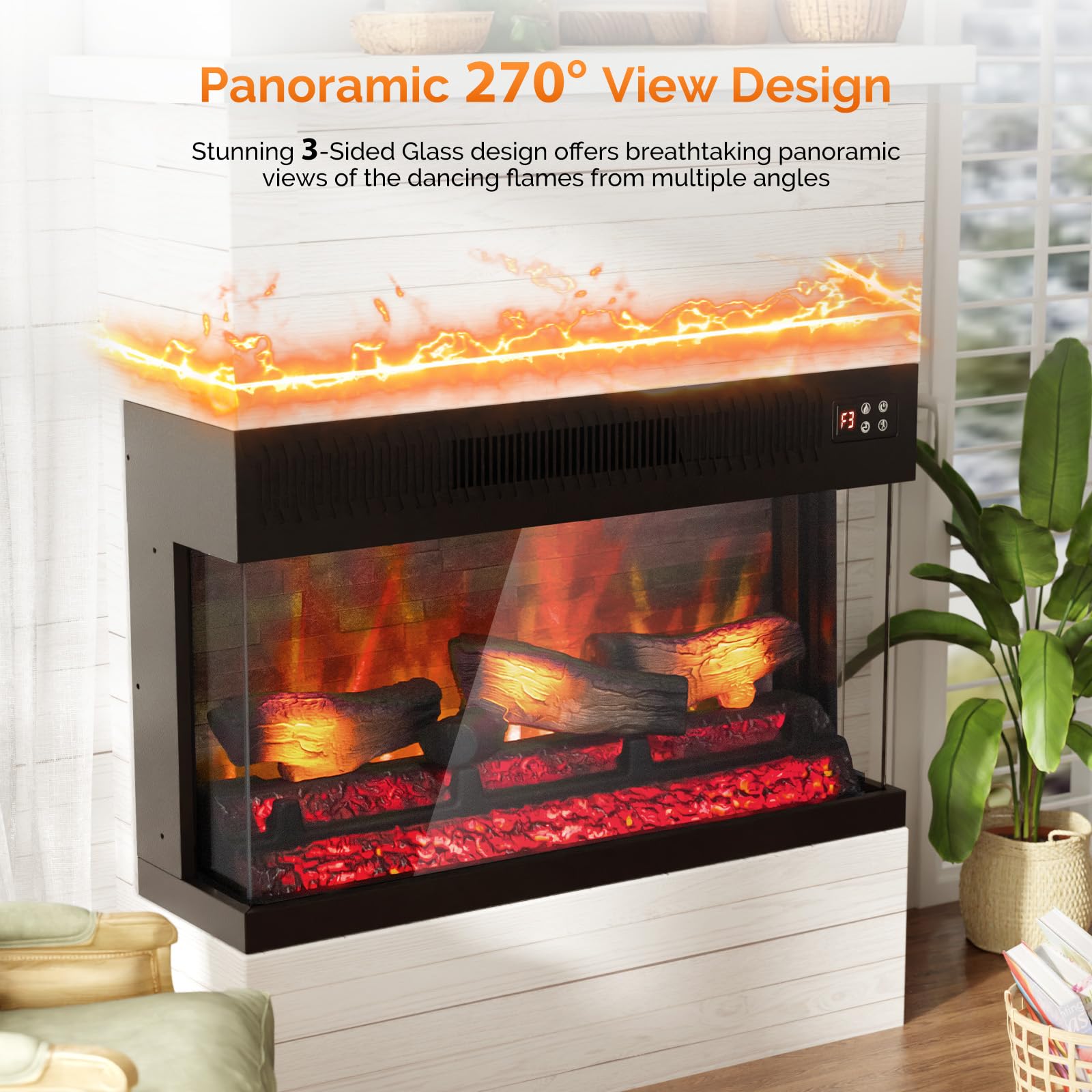 ROVSUN 28" 1400W 120V Electric Fireplace Insert with Remote Control