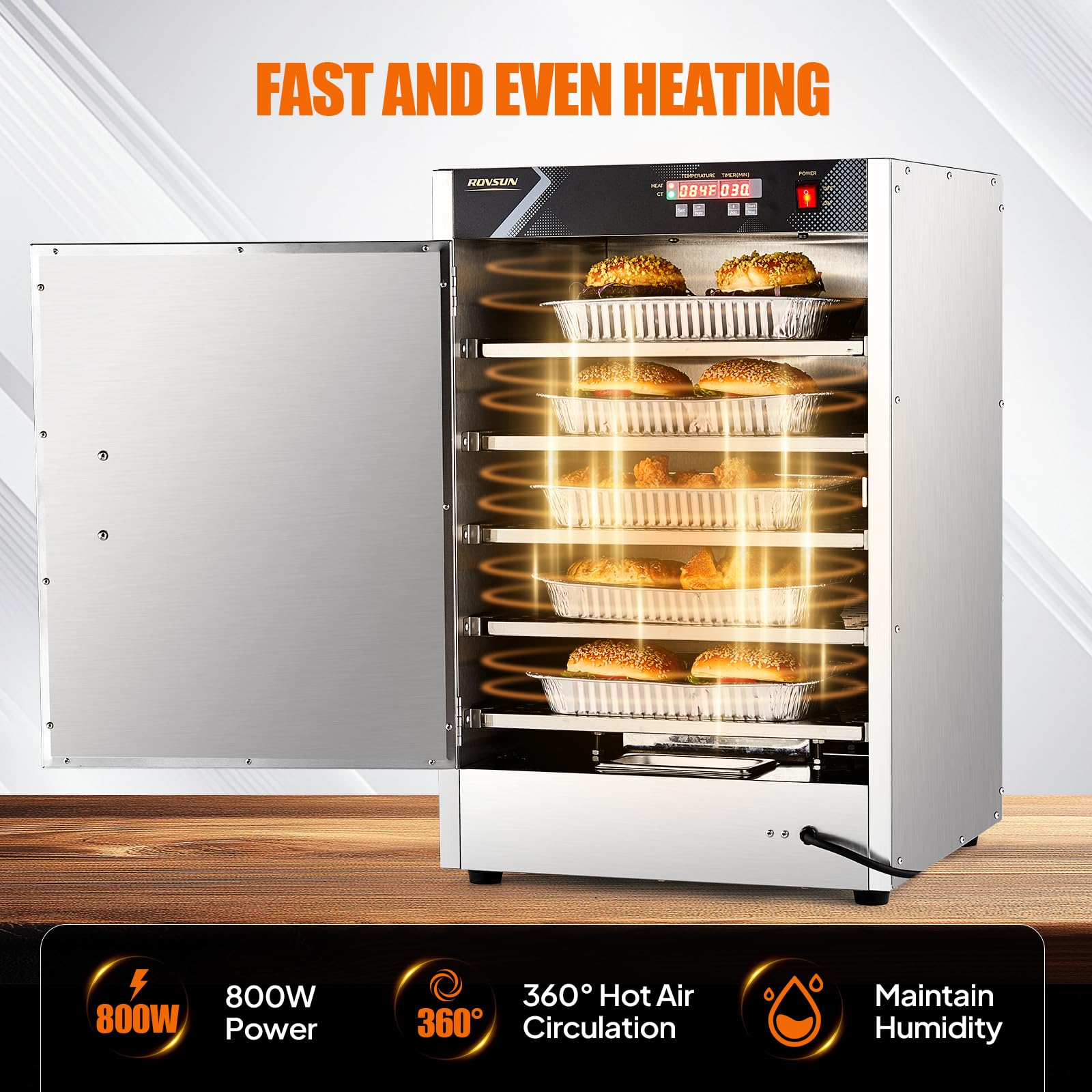 ROVSUN 5-Tier 19" Hot Food Warmer Holding Cabinet