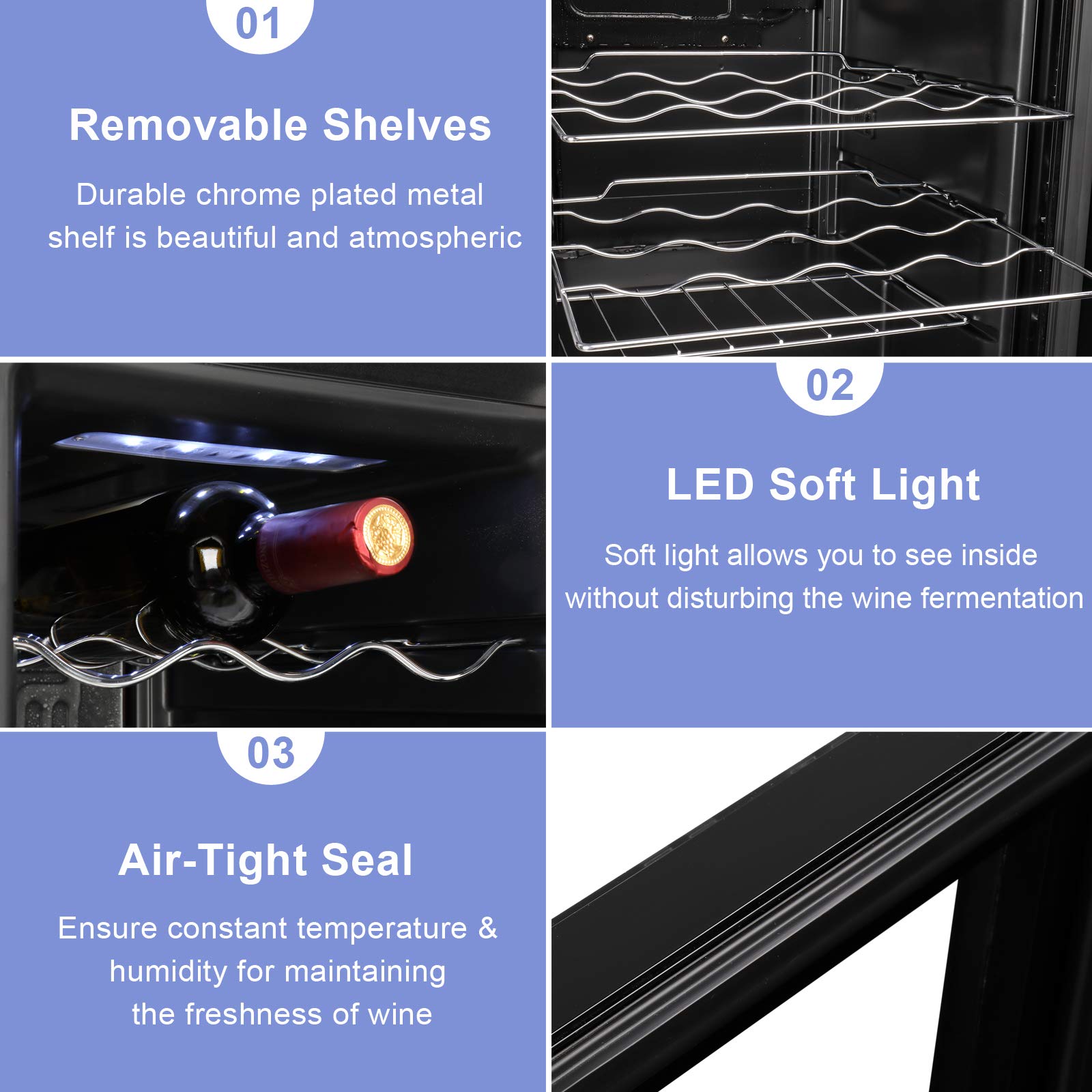ROVSUN 28 Bottle Wine Cooler Fridge with Digital Temperature