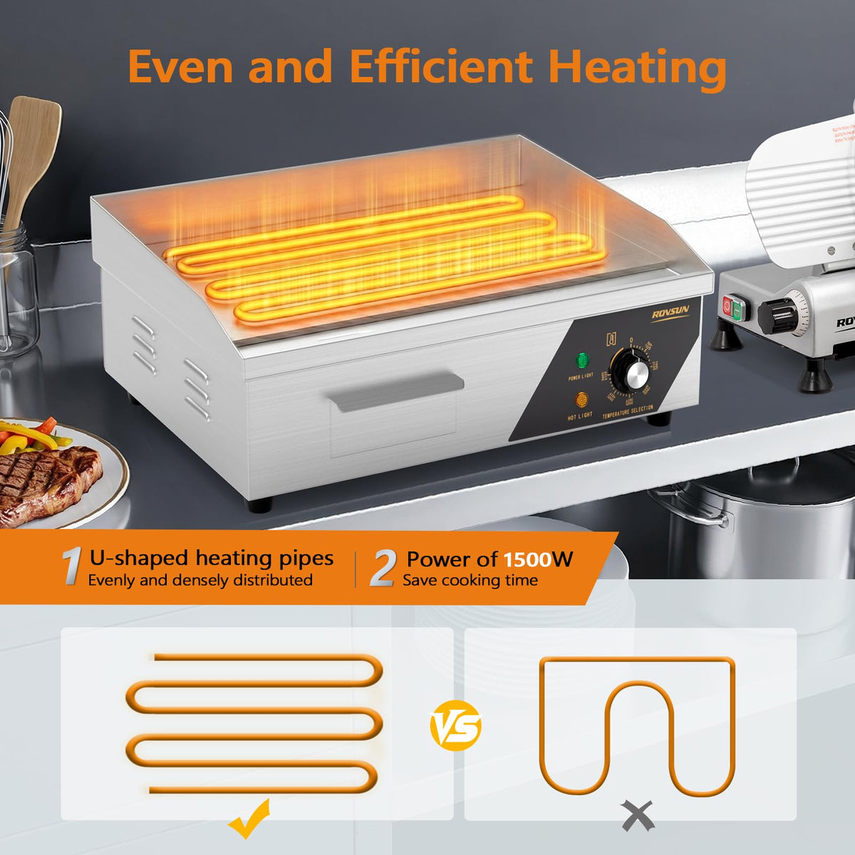 ROVSUN 18" 1500W 110V Commercial Electric Griddle Countertop