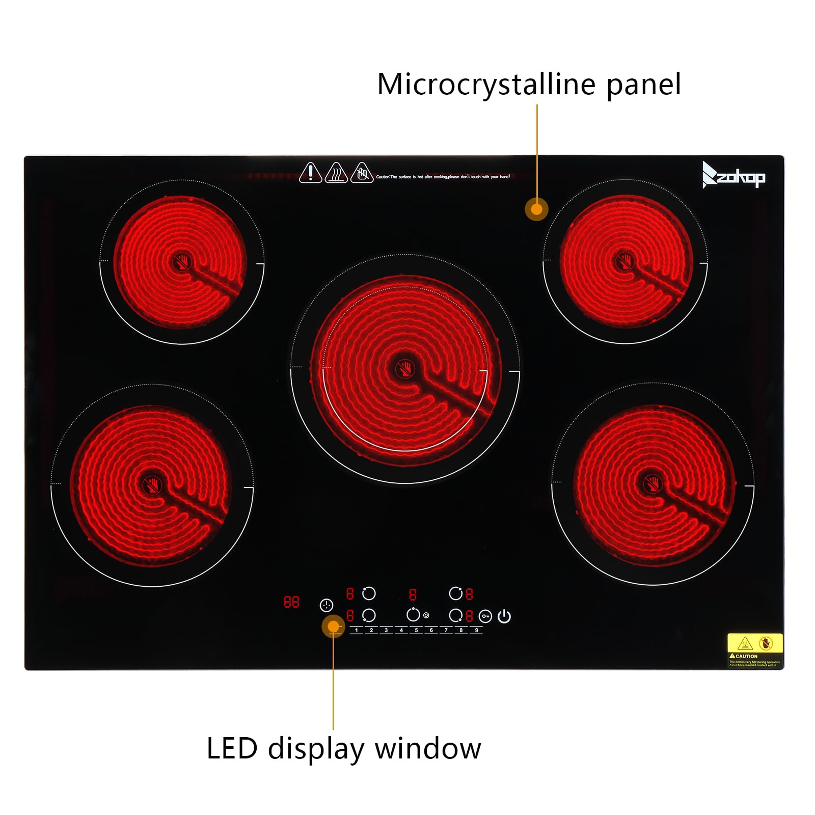 30" 5 Burners 7600W 220V Electric Ceramic Cooktop