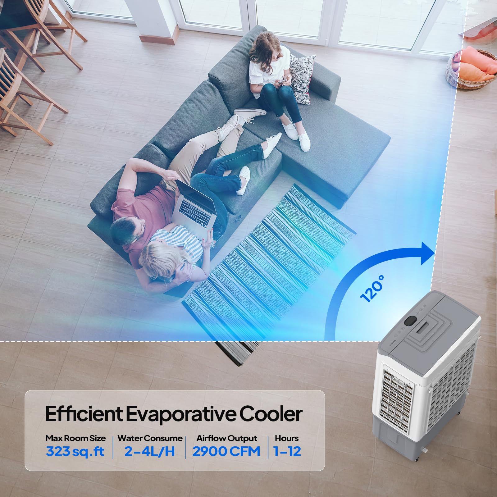 ROVSUN 15.8 Gal Portable Evaporative Air Cooler with Remote Control