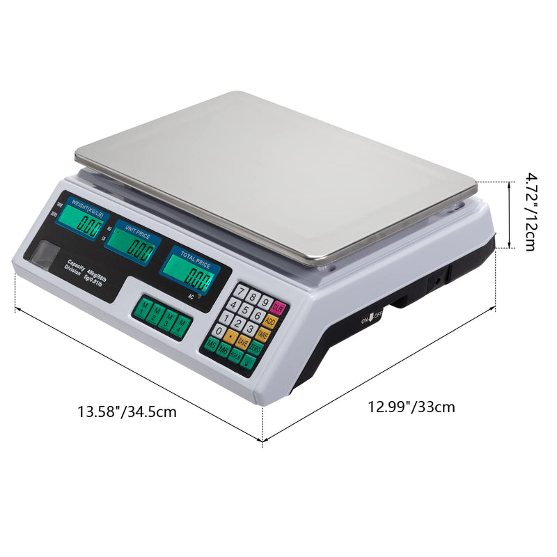 ROVSUN 88LB 40KG Deli Electronic Commercial Price Computing Scale with LCD Display Silver