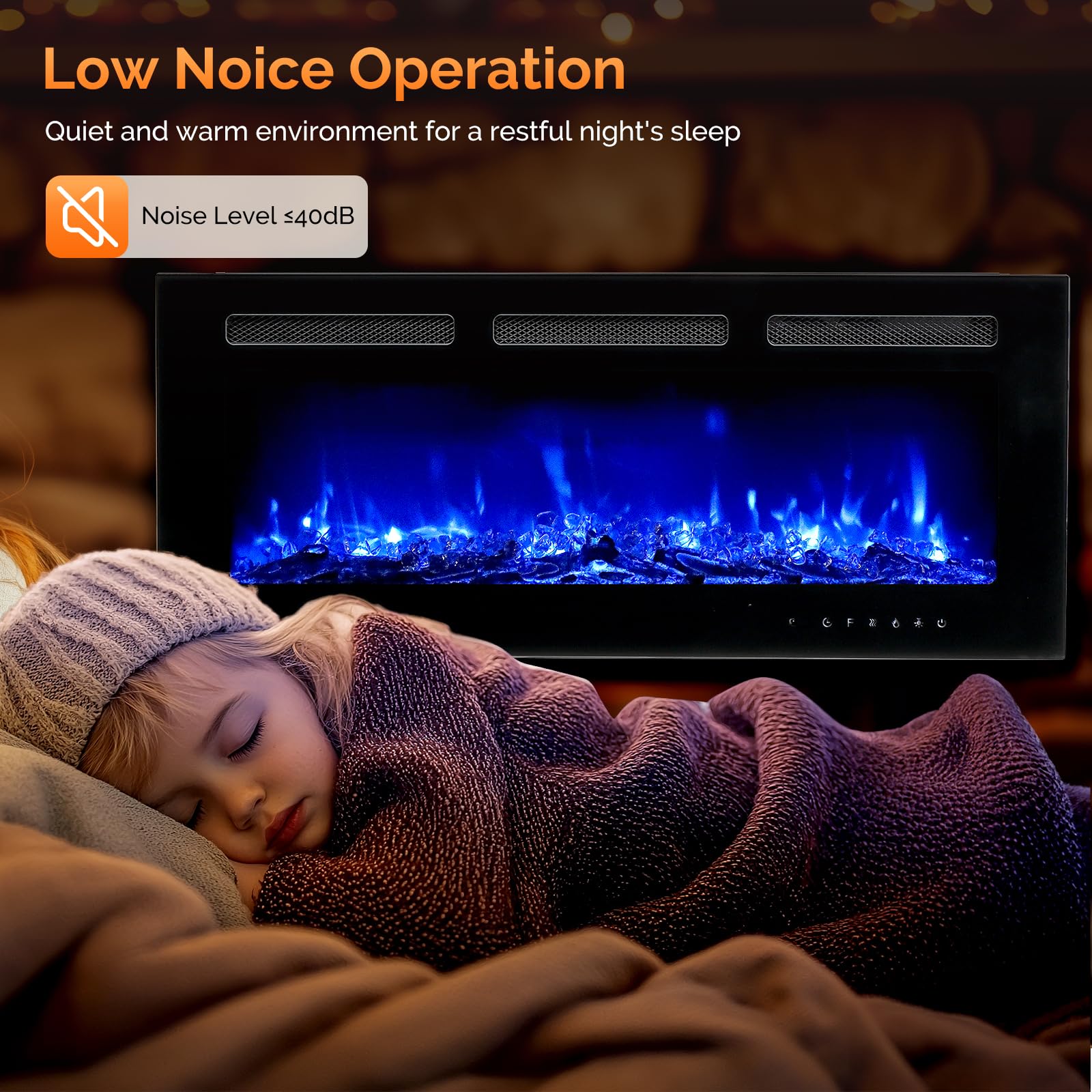 ROVSUN 40'' 1500W 120V 3-in-1 Electric Fireplace with Remote & APP