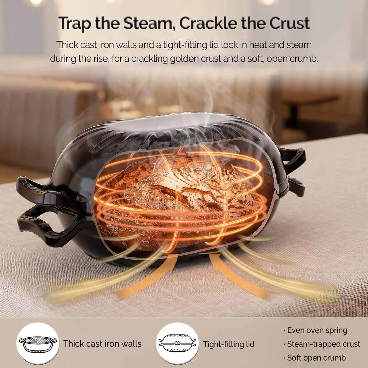 ROVSUN 5 QT Oval Enameled Cast Iron Dutch Oven Pot Black