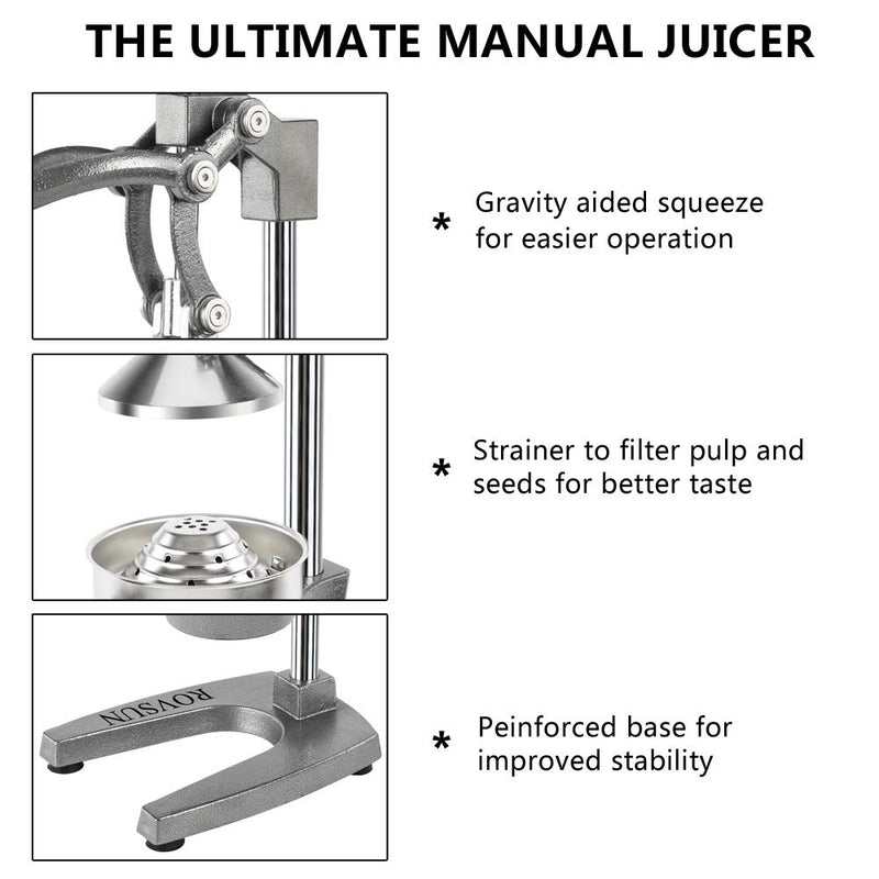 ROVSUN Commercial Manual Citrus Juicer Heavy Duty Grey
