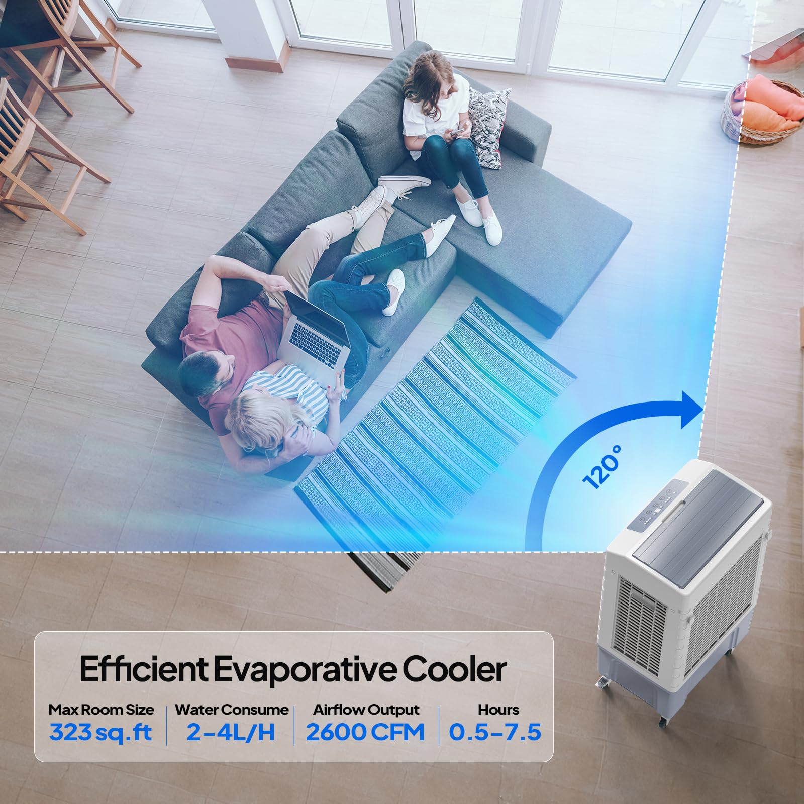 ROVSUN 10.5 Gal Portable Evaporative Air Cooler with Remote Control