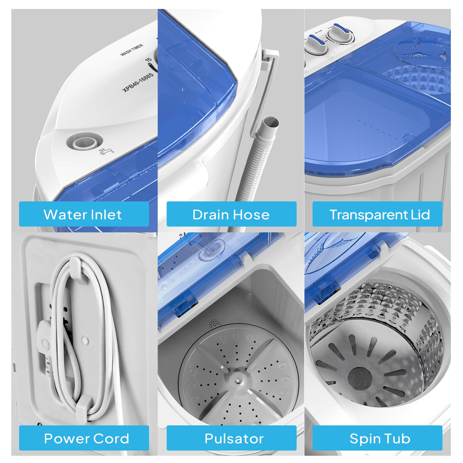 ROVSUN 11 LBS Portable Twin Tub Washing Machine