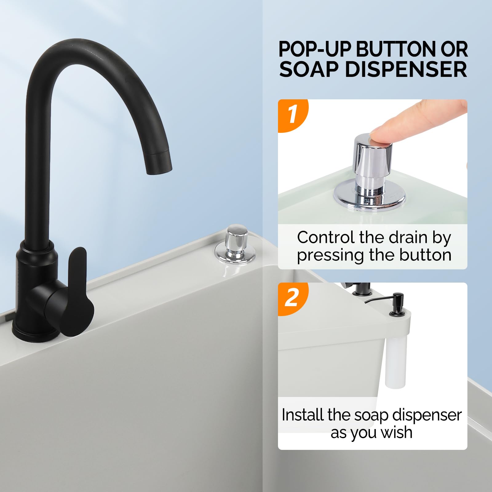 ROVSUN 24" X 24" Plastic Utility Sink with Faucet & Storage Shelf Gray