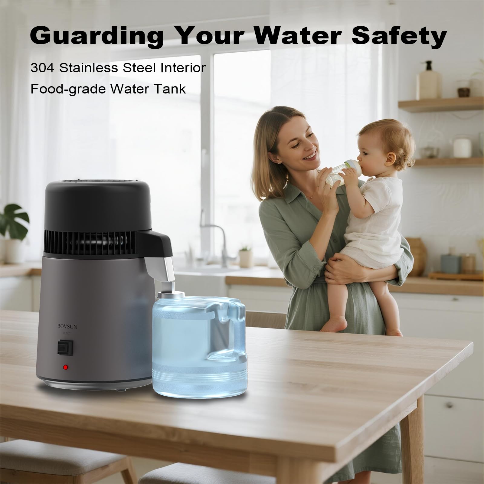 ROVSUN 1.1 Gal 750W 110V Water Distiller Countertop Gray