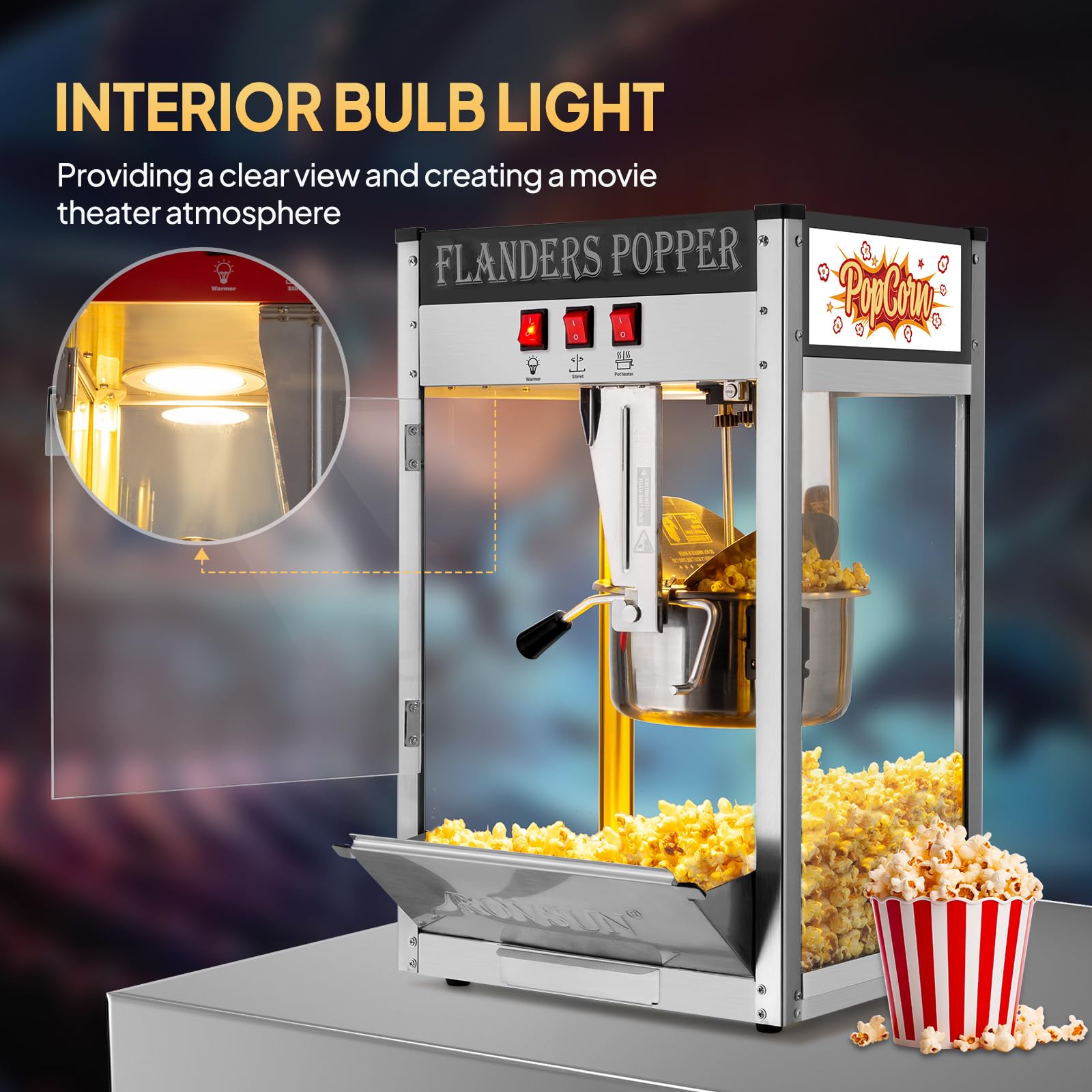 ROVSUN 10 oz. Kettle 800W 120V Popcorn Machine Maker Countertop Black