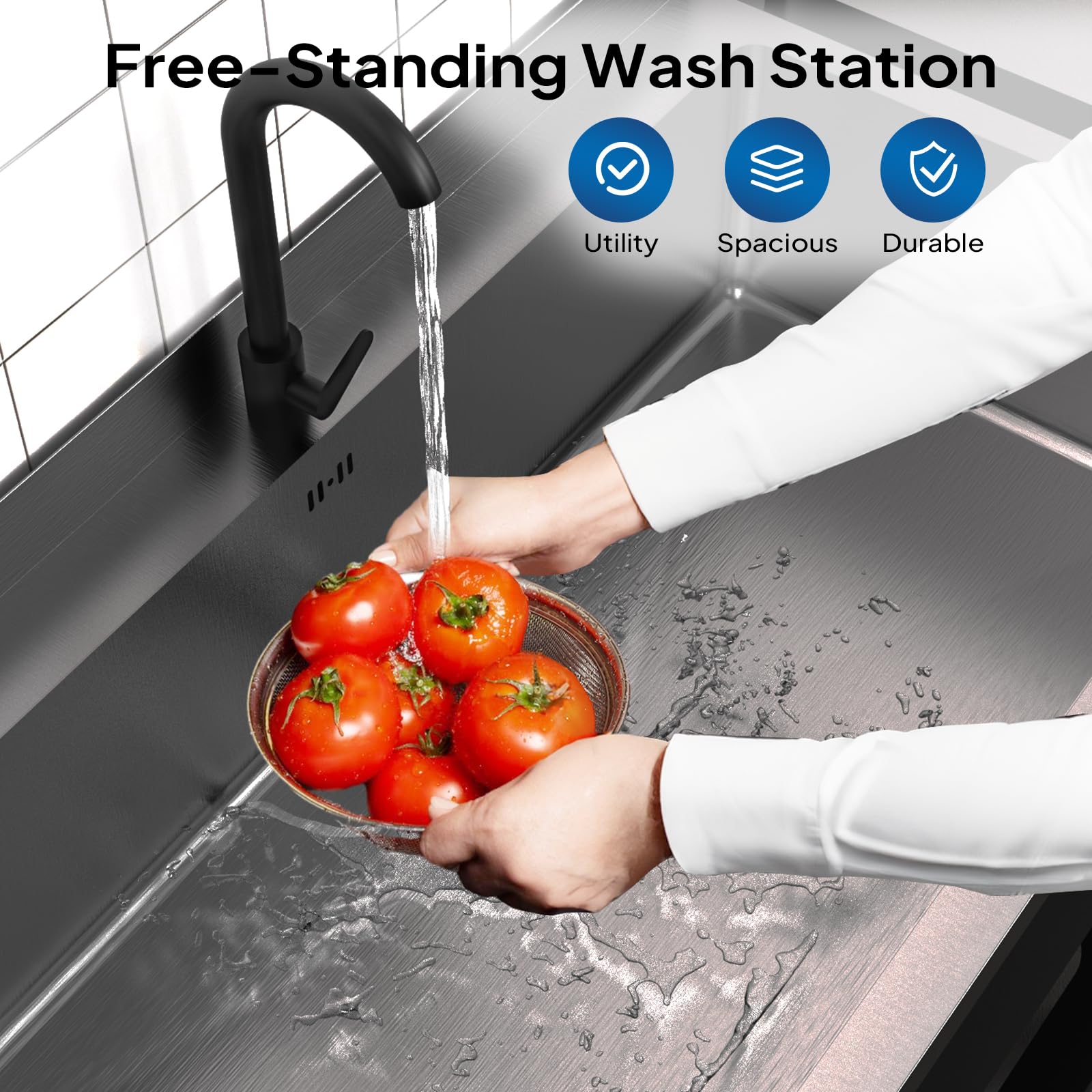 ROVSUN 42" x 23" Stainless Steel Utility Sink with Faucet