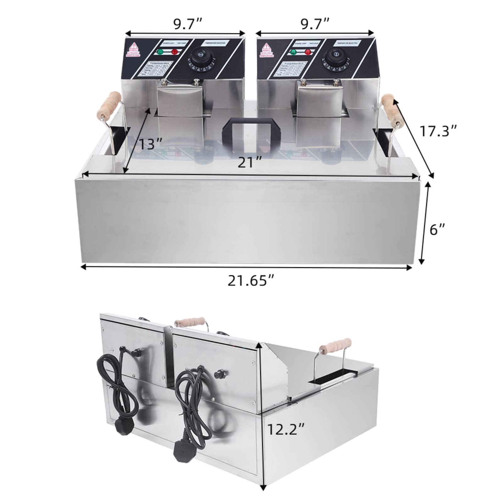 ROVSUN 23.8 QT Single Tank Electric Deep Fryer Countertop