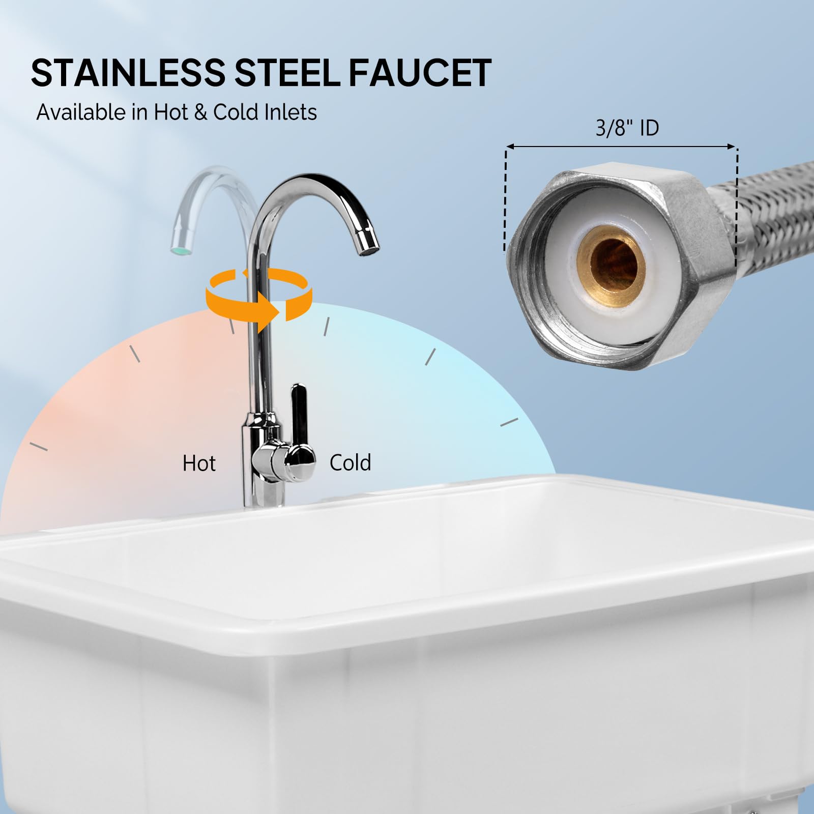Indoor/Outdoor Utility Sink & Laundry Tub With Faucet - Perfect For Pet Washing