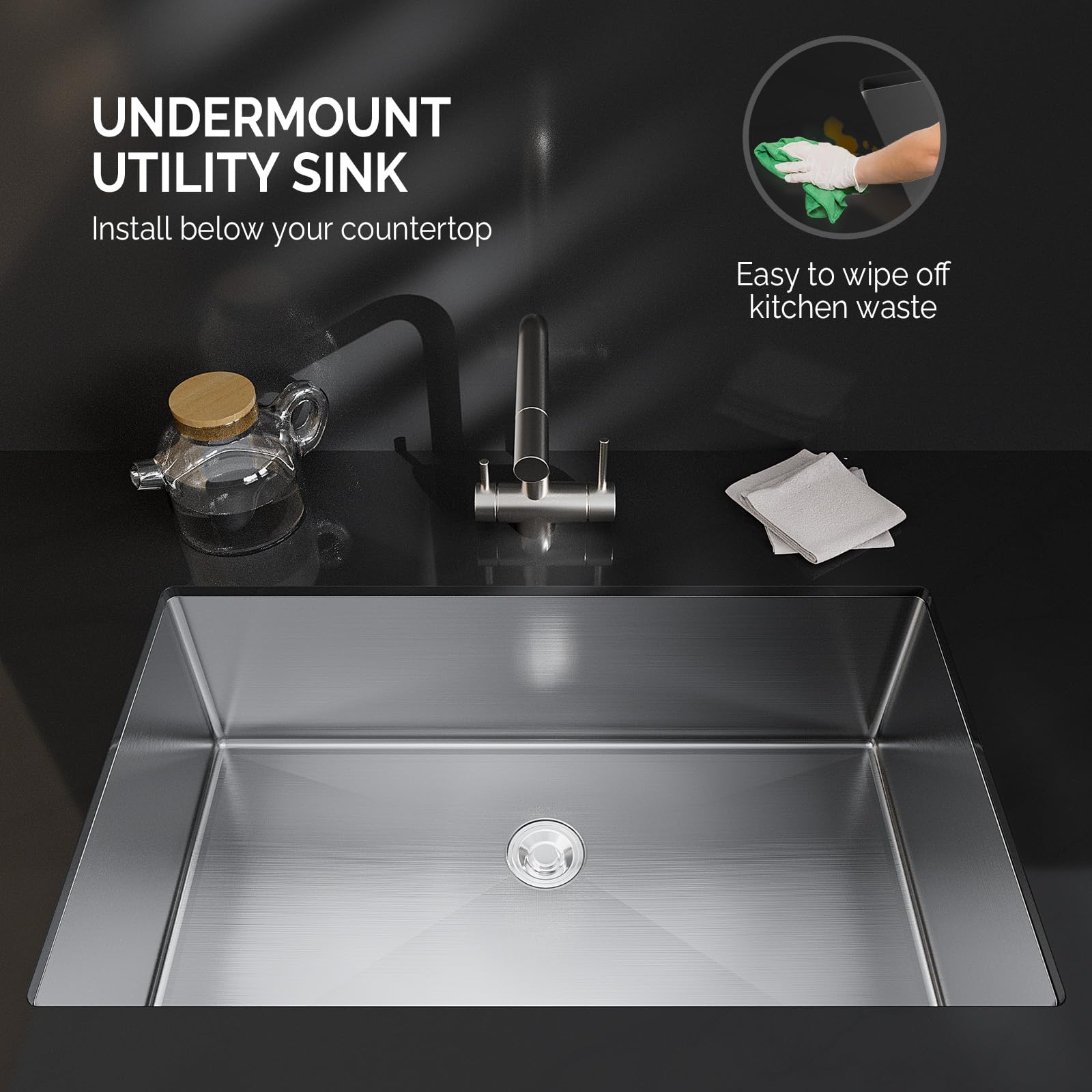 ROVSUN 30" x 19" Undermount Stainless Steel Sink Kitchen with Protector