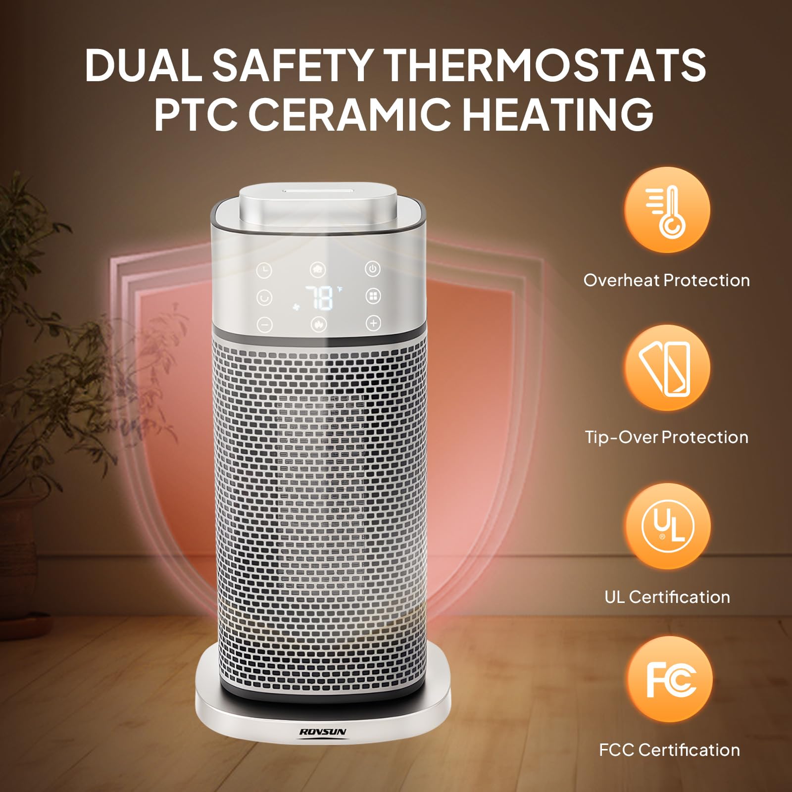 ROVSUN 16" High 1,500W 120V Electric Tower Heater