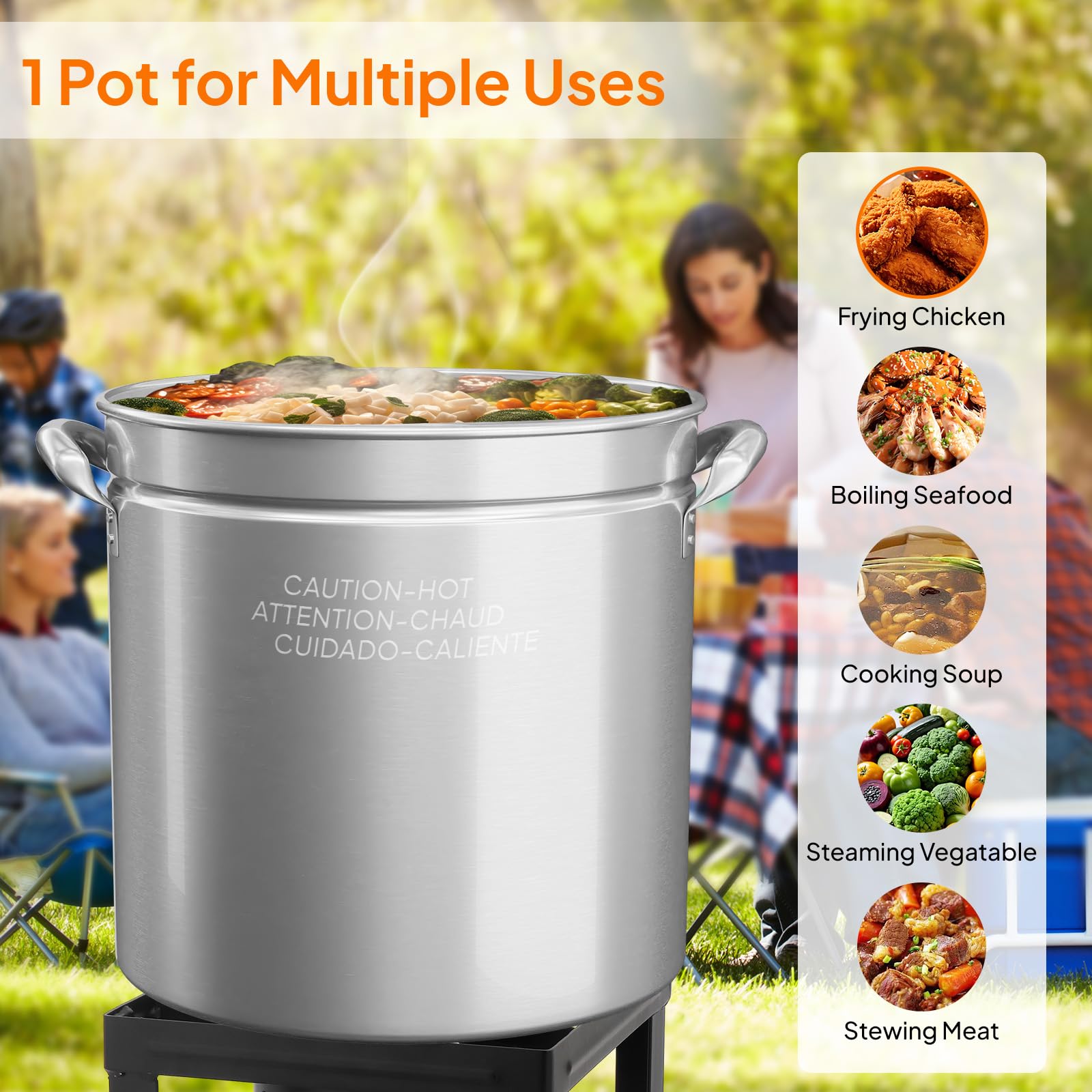 ROVSUN 50 QT Stainless Steel Seafood Boil Pot with Strainer Basket