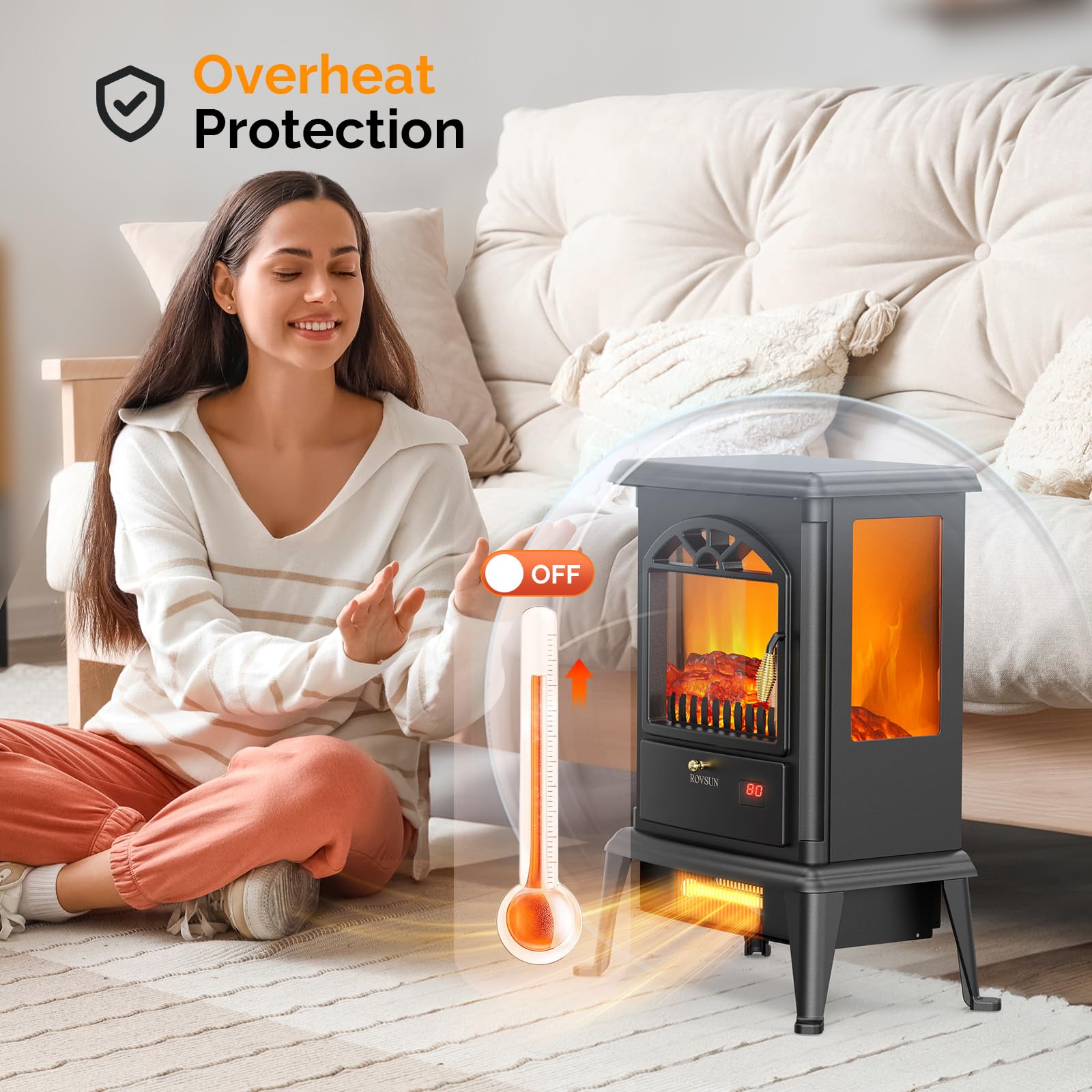 ROVSUN 16.6" x 22.4" 1500W 120V Electric Fireplace Stove with Remote