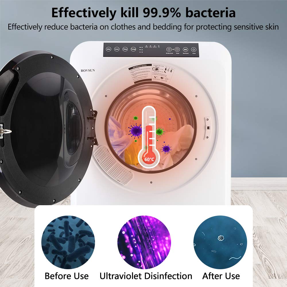 ROVSUN 3.5 Cu.Ft. 1,300W 110V Tumble Clothes Dryer with LED Touch Screen White
