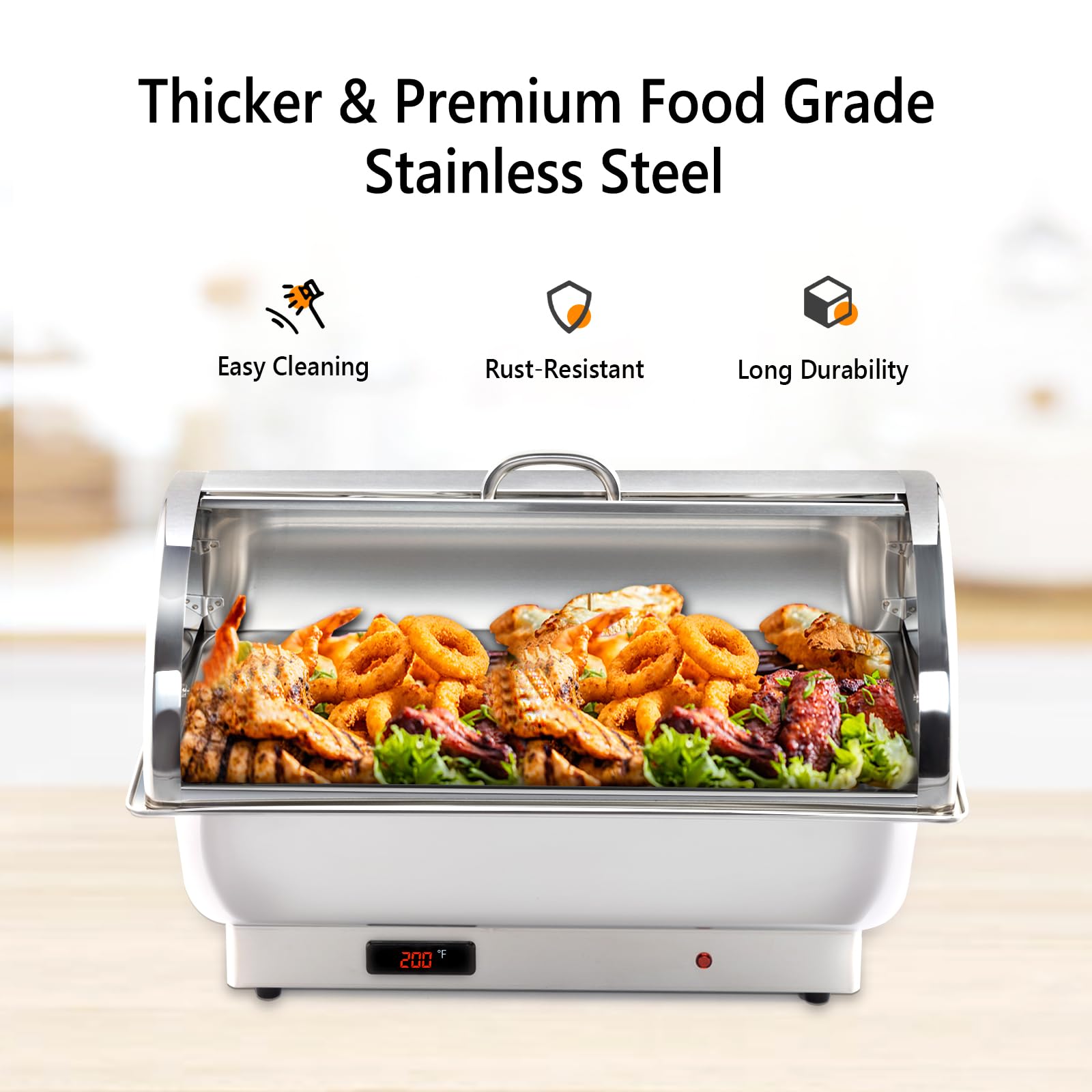ROVSUN 9 QT Roll Top Stainless Steel Electric Chafing Dish Set