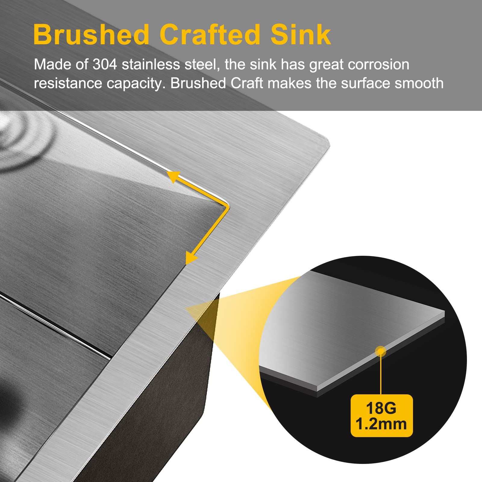 ROVSUN 24" x 20" Utility Sink with Cabinet and Drawer for Kitchen Laundry Room Grey