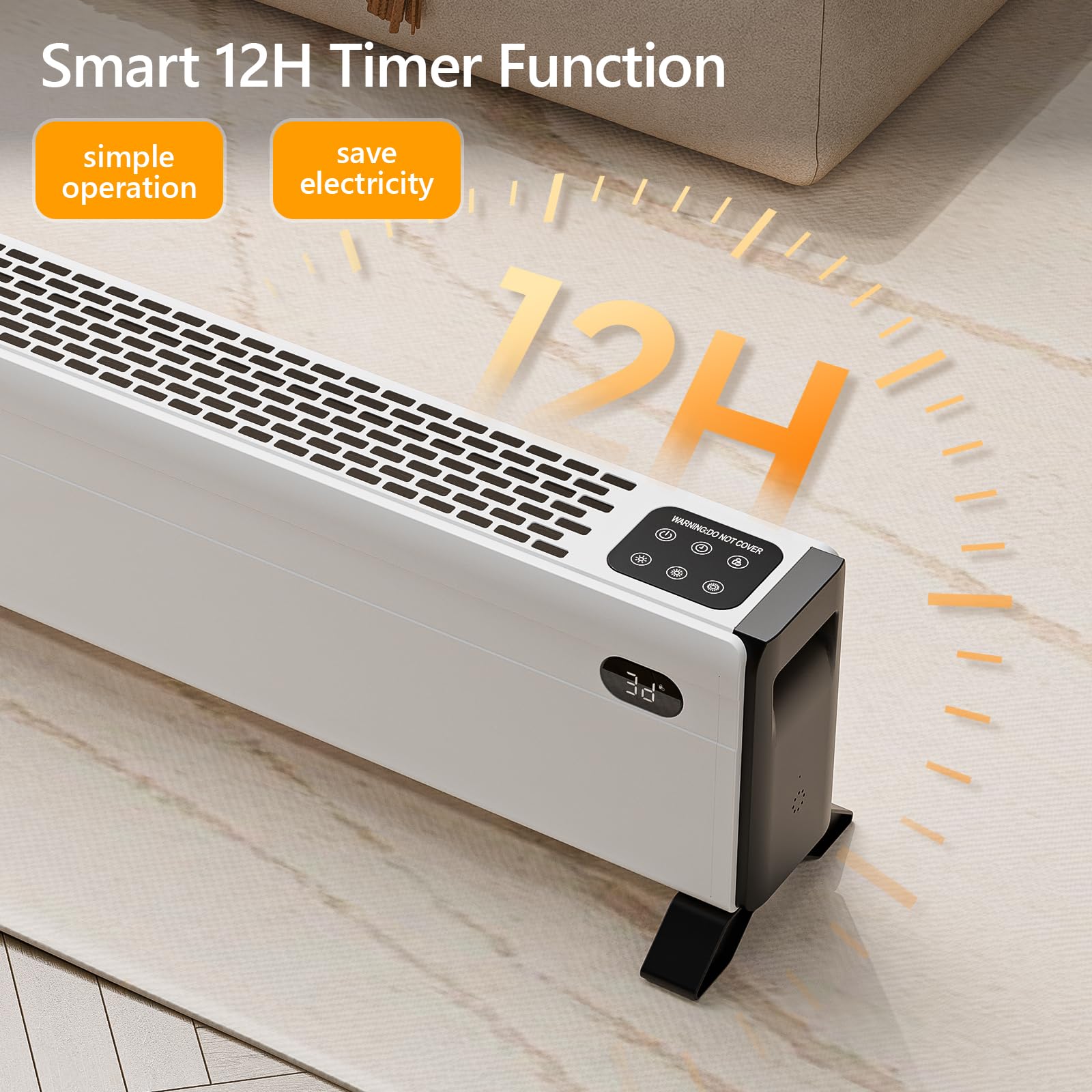 ROVSUN 48" Wide 1,500W 120V Electric Baseboard Heater with Remote Control