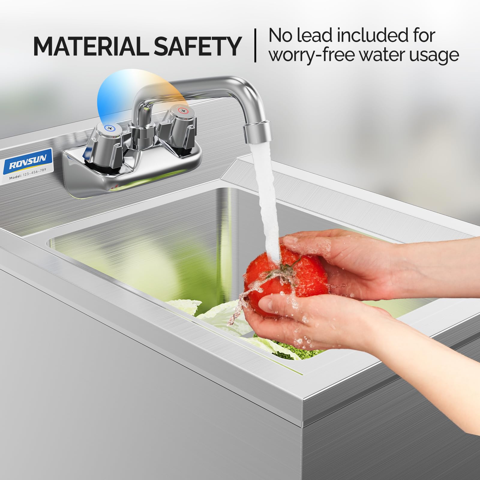 ROVSUN 15" x 18" 1 Bowl Underbar Hand Sink with Faucet
