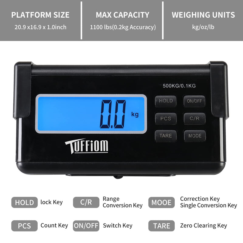 ROVSUN 1100Lbs x 0.2Lbs Livestock Scale Electronic Platform Scale for Dog Goat Sheep Silver