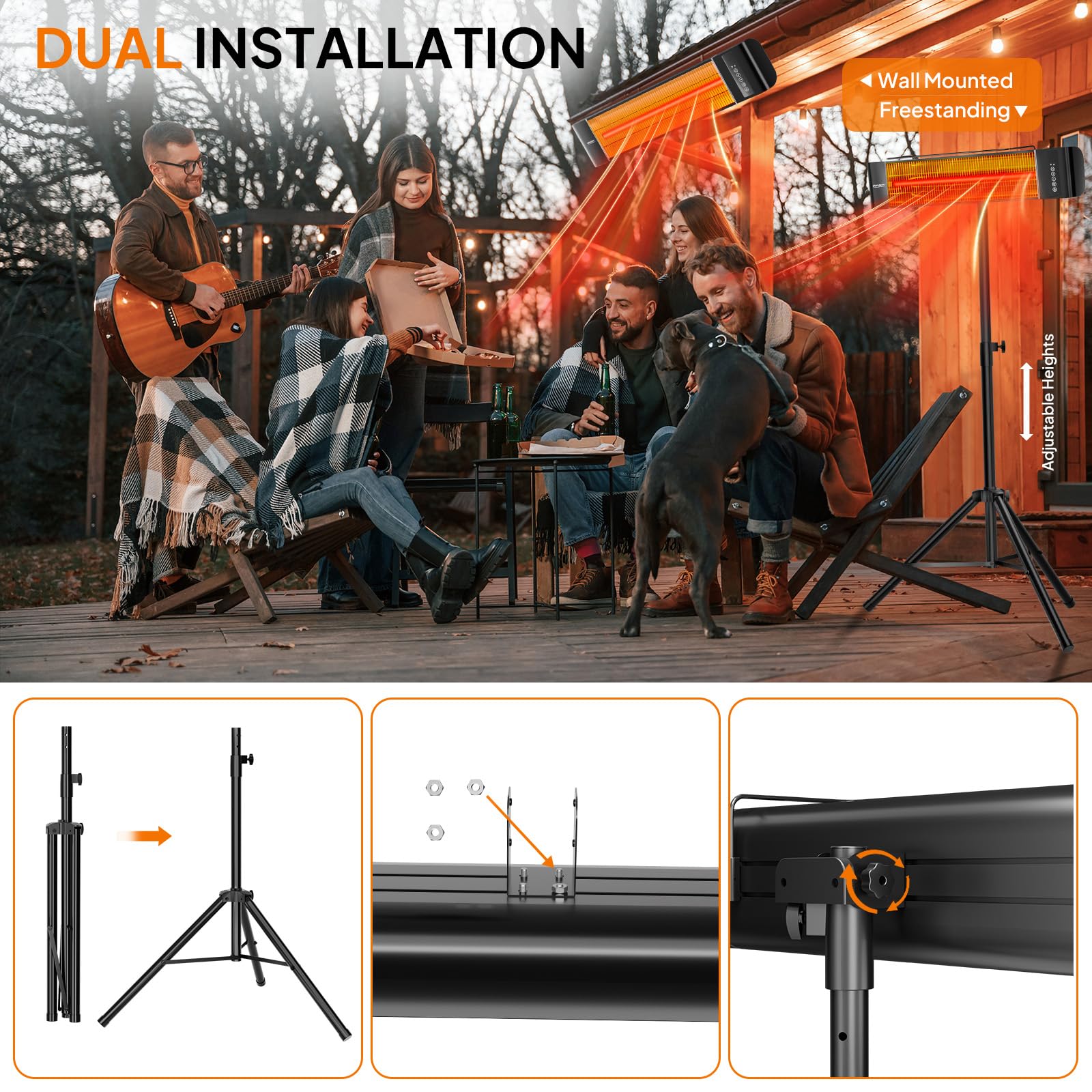 ROVSUN 1500W 120V Electric Heater with Remote Control Freestanding