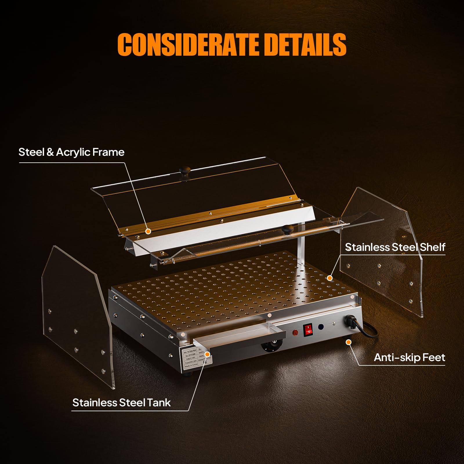 ROVSUN 1-Tier 14 Inch Pizza Warmer Countertop with LED Lighting