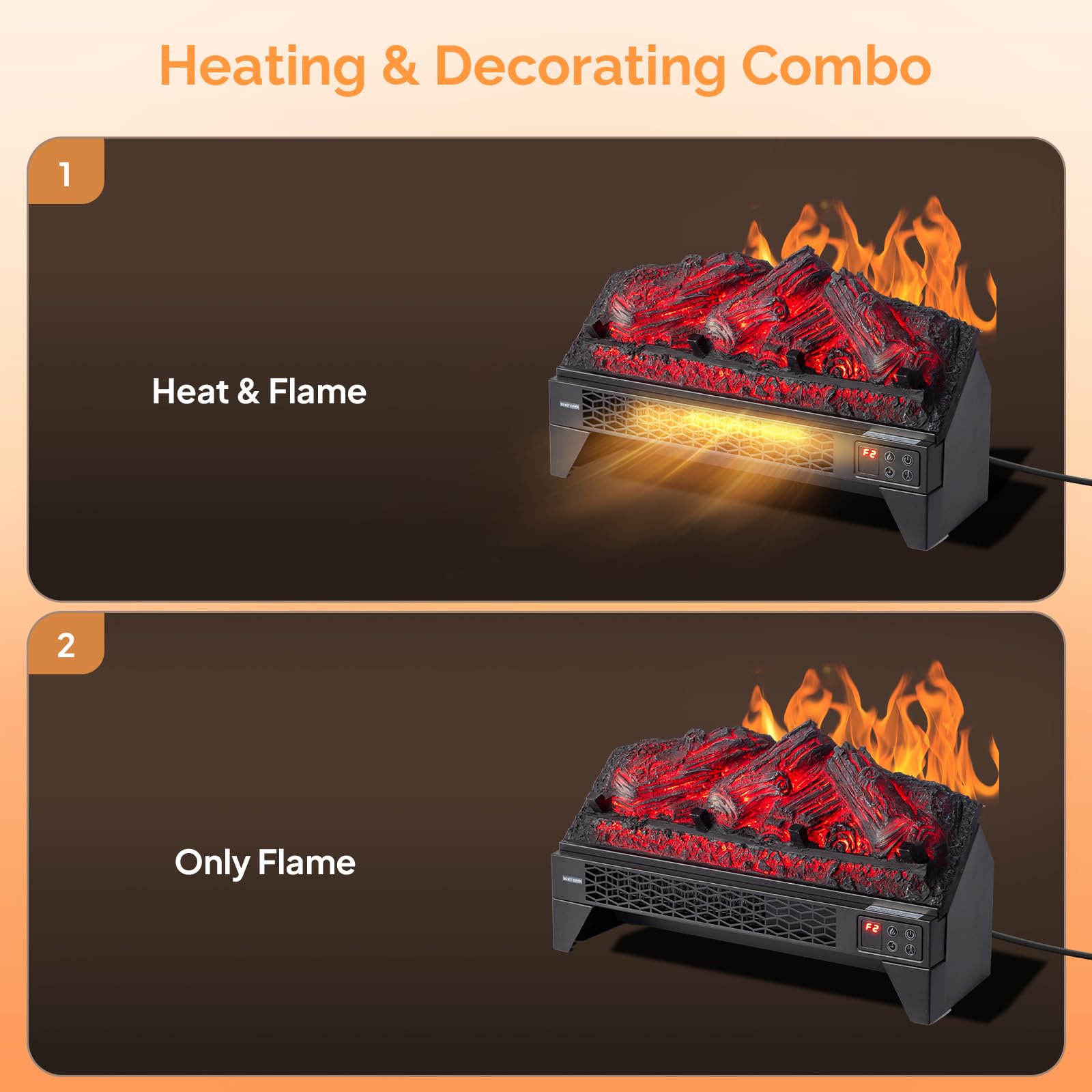 ROVSUN 18" Wide 1400W 120V Electric Fireplace Insert Log with Remote & WiFi Control