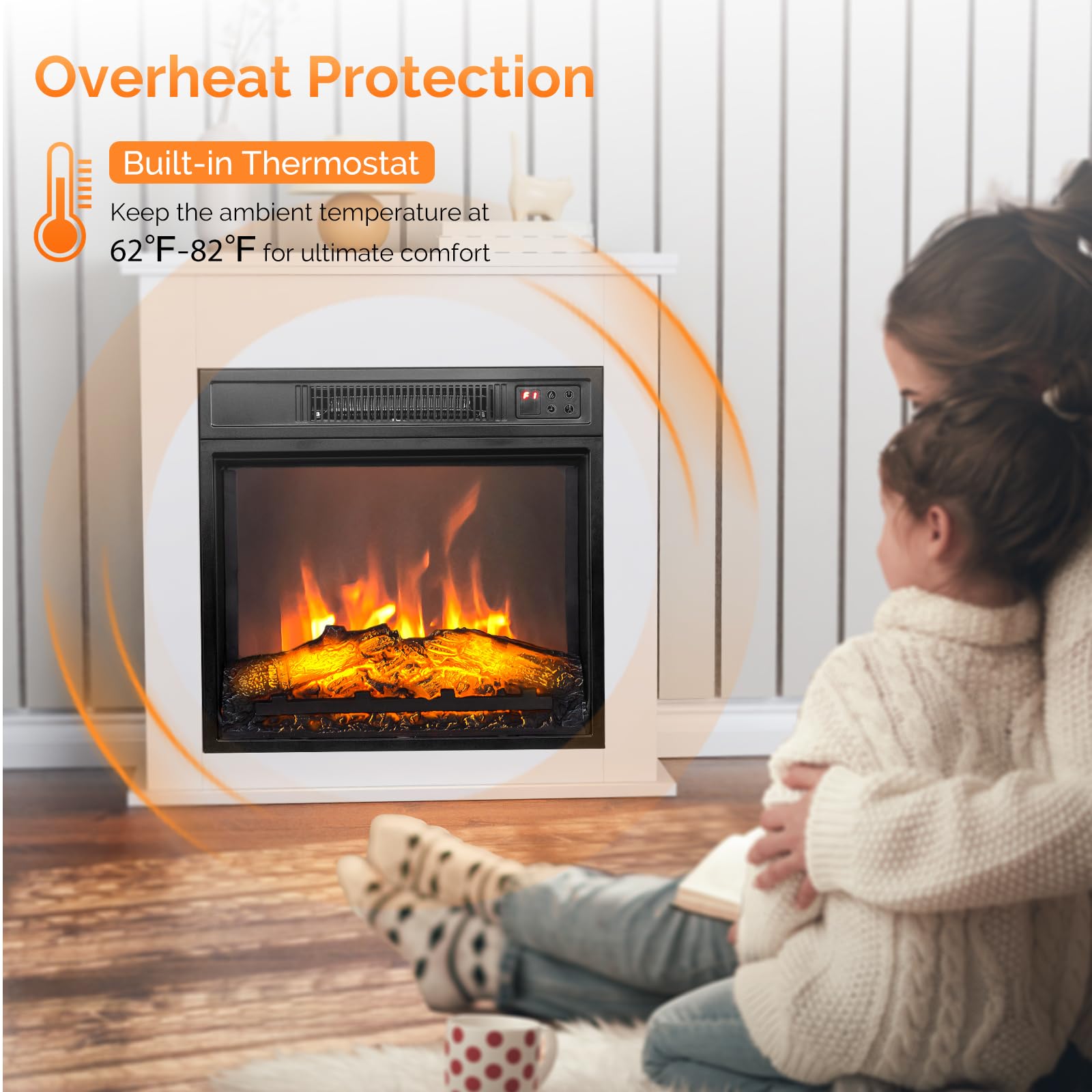 ROVSUN 18'' High Electric Fireplace Inserts with APP & Remote