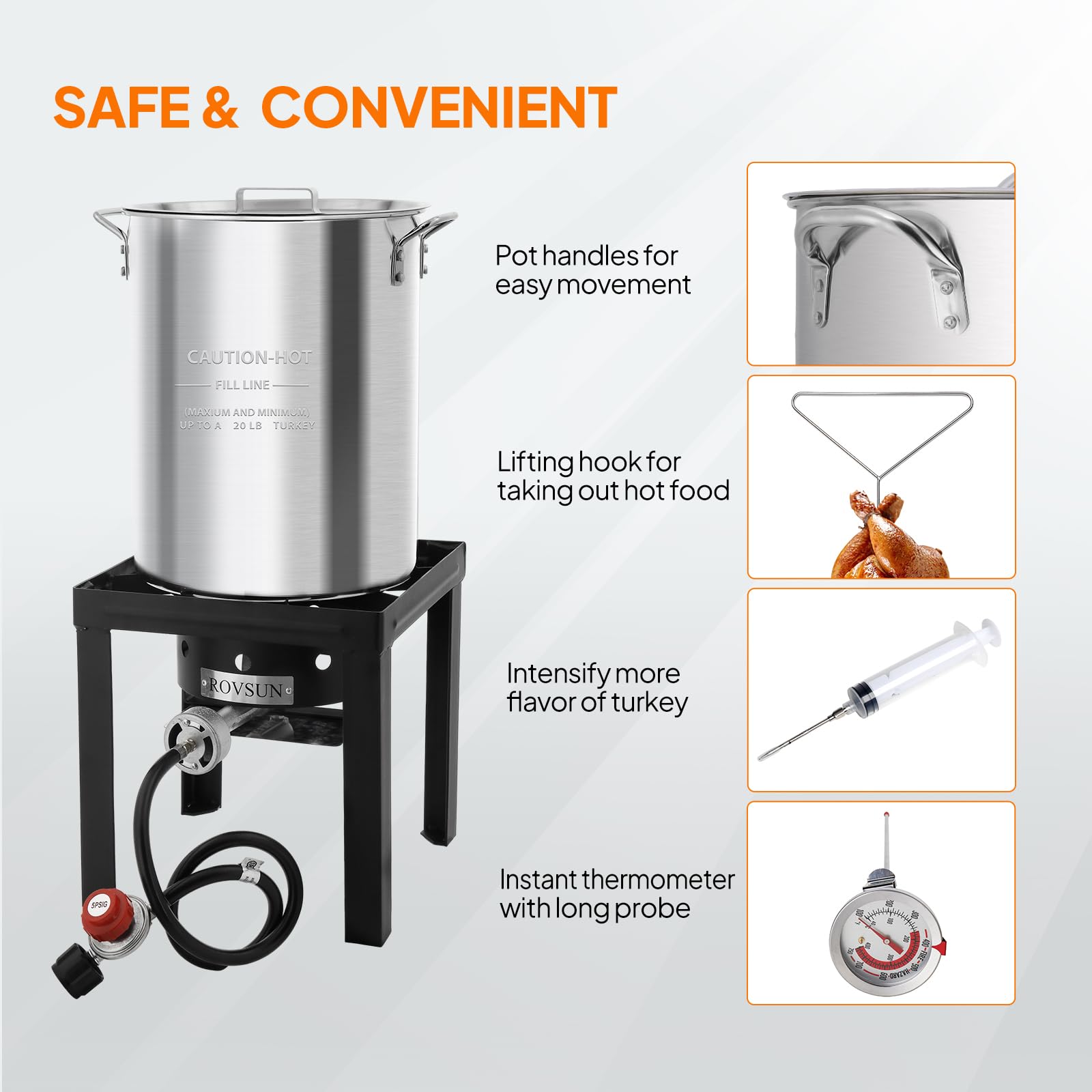 ROVSUN 30 QT Turkey Fryer & 10 QT Fish Fryer Kit with 55,000 BTU Propane Stove
