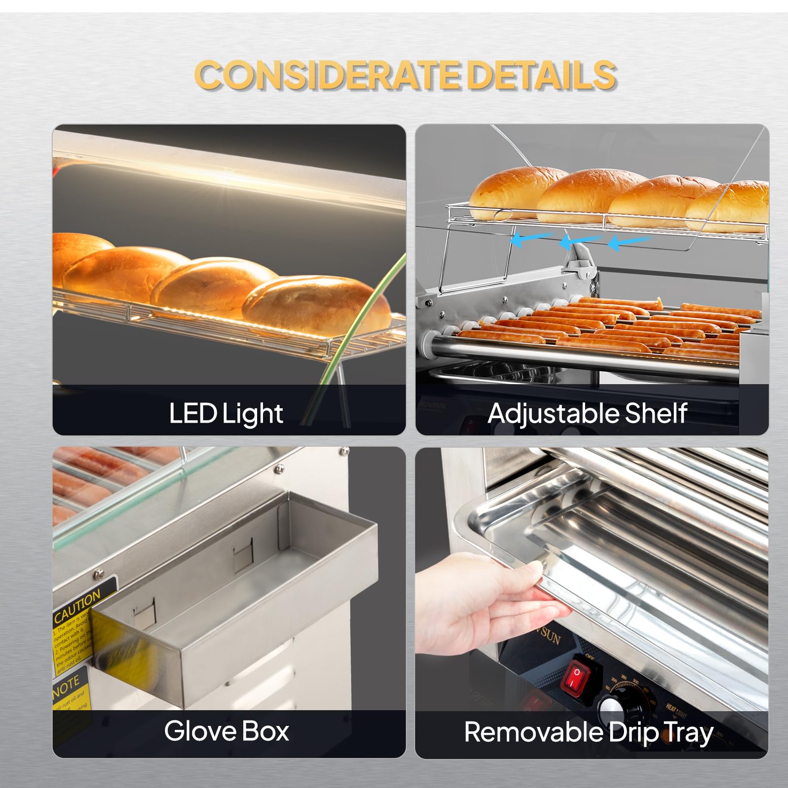 ROVSUN 9 Rollers 1,350W 110V 24 Hot Dog Roller Grill with Cover
