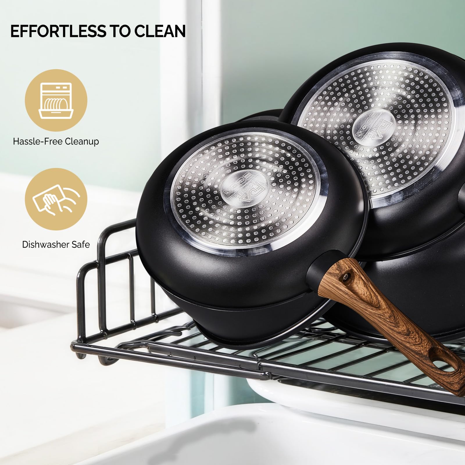 ROVSUN 20 Pcs Nonstick Pots and Pans Set Black