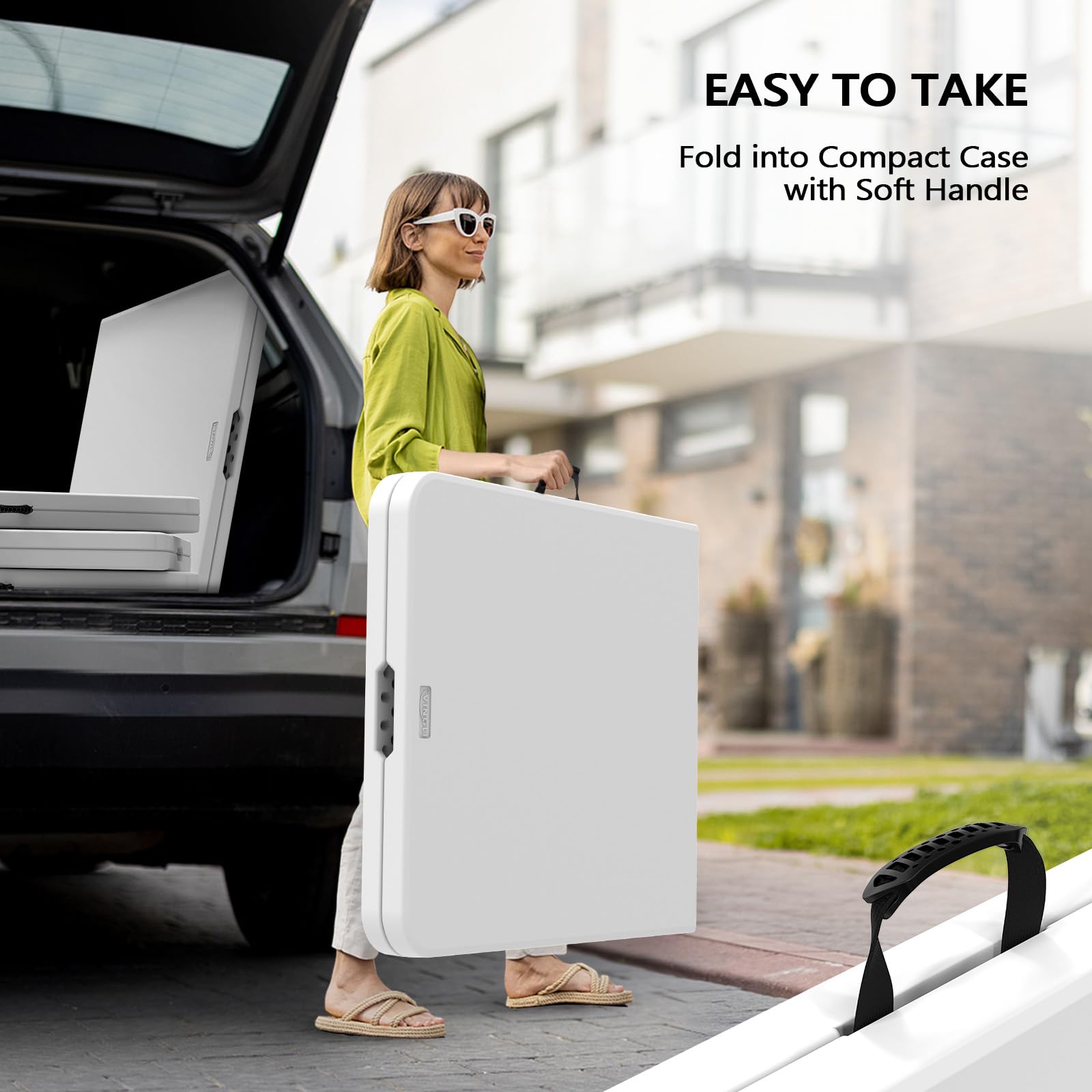 8 FT Folding Portable Plastic Long Table with Carrying Handle