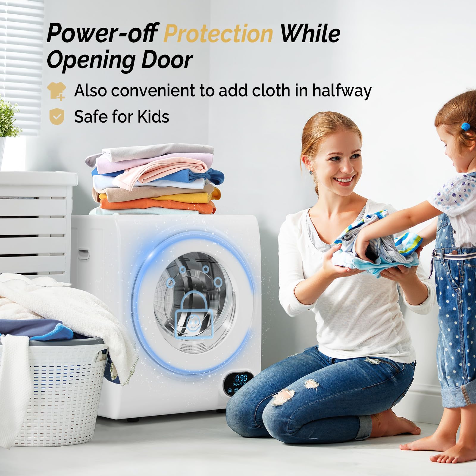 ROVSUN 1.5 Cu.Ft. 850W 110V Tumble Clothes Dryer with LCD Touch Panel